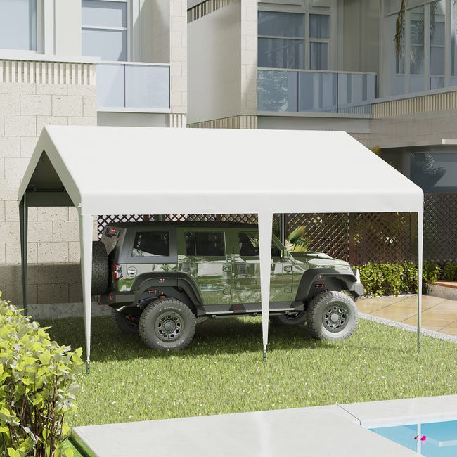 Carpa De Garaje 4x6 M - Impermeable, Con Protección UV, Puerta Con Cremallera, Para SUV, Barcos, Eventos Al Aire Libre (color Blanco)