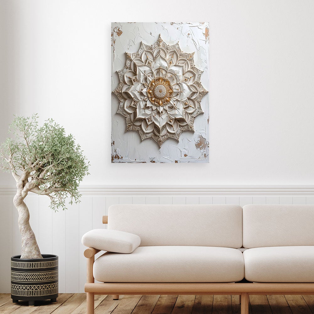 Obraz do salonu sypialni biura gabinetu, Mandala Zen Spa Orientalny beżowy 60x90 - 2