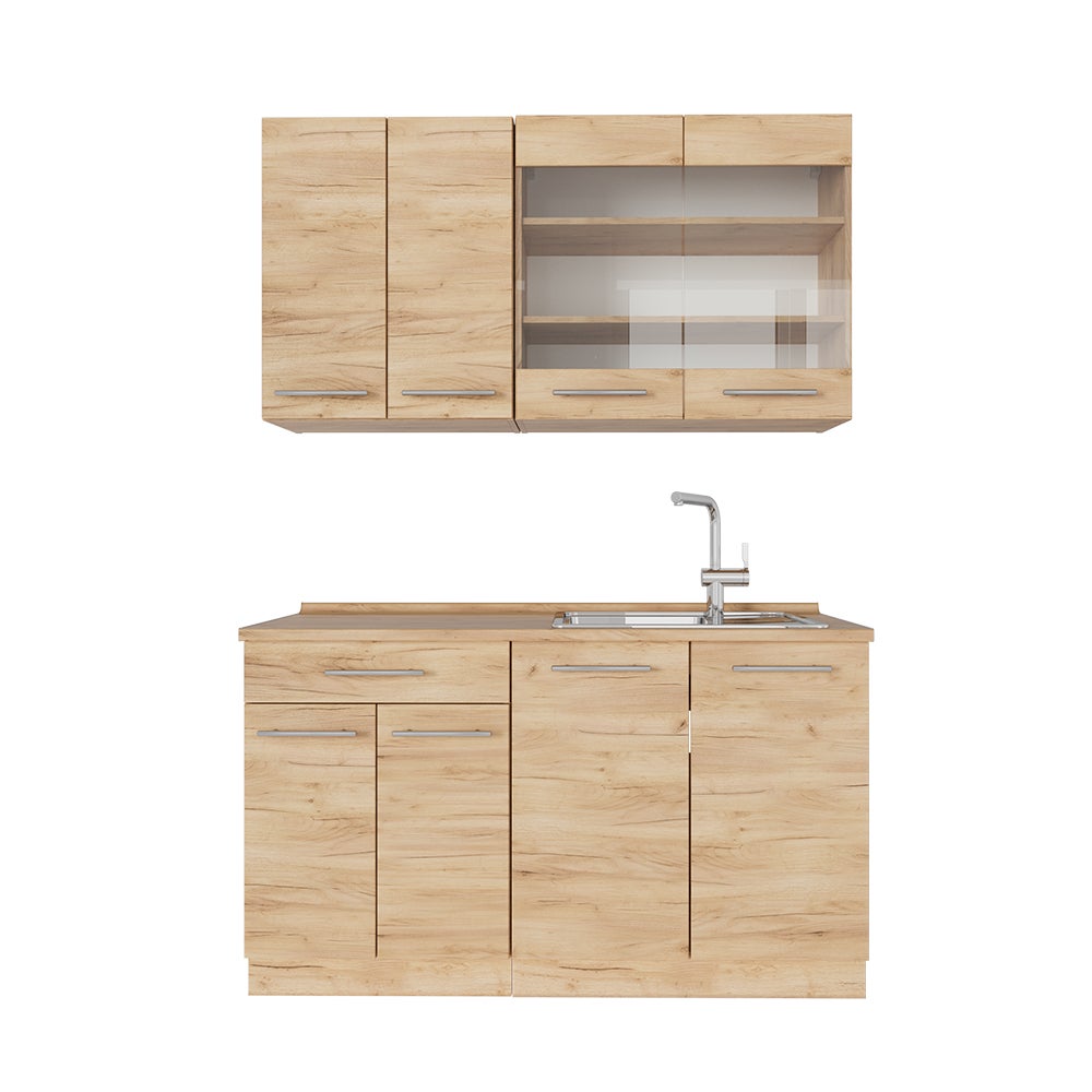 Cuisine Fame-Line Vicco – Style Rustique, 140cm, Chêne Vert Or, Aggloméré/MDF