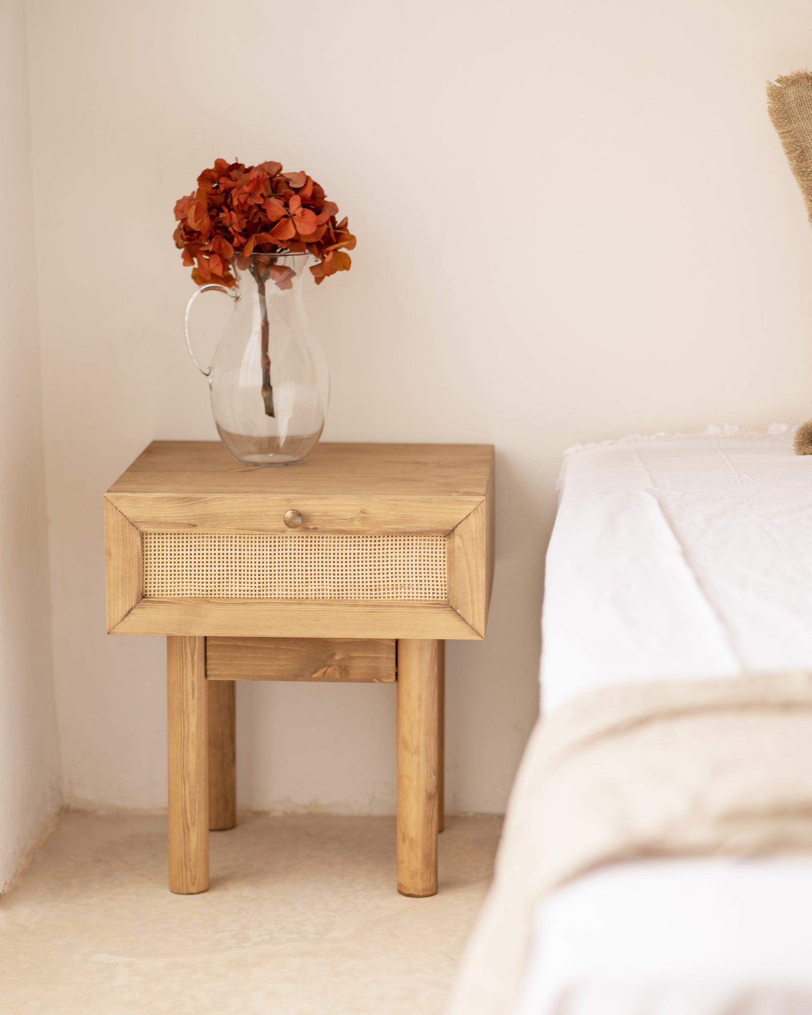 FRIDA - Comodino 1 cassetto in legno massello in tono rovere scuro 40x45cm - DECOWOOD - 2