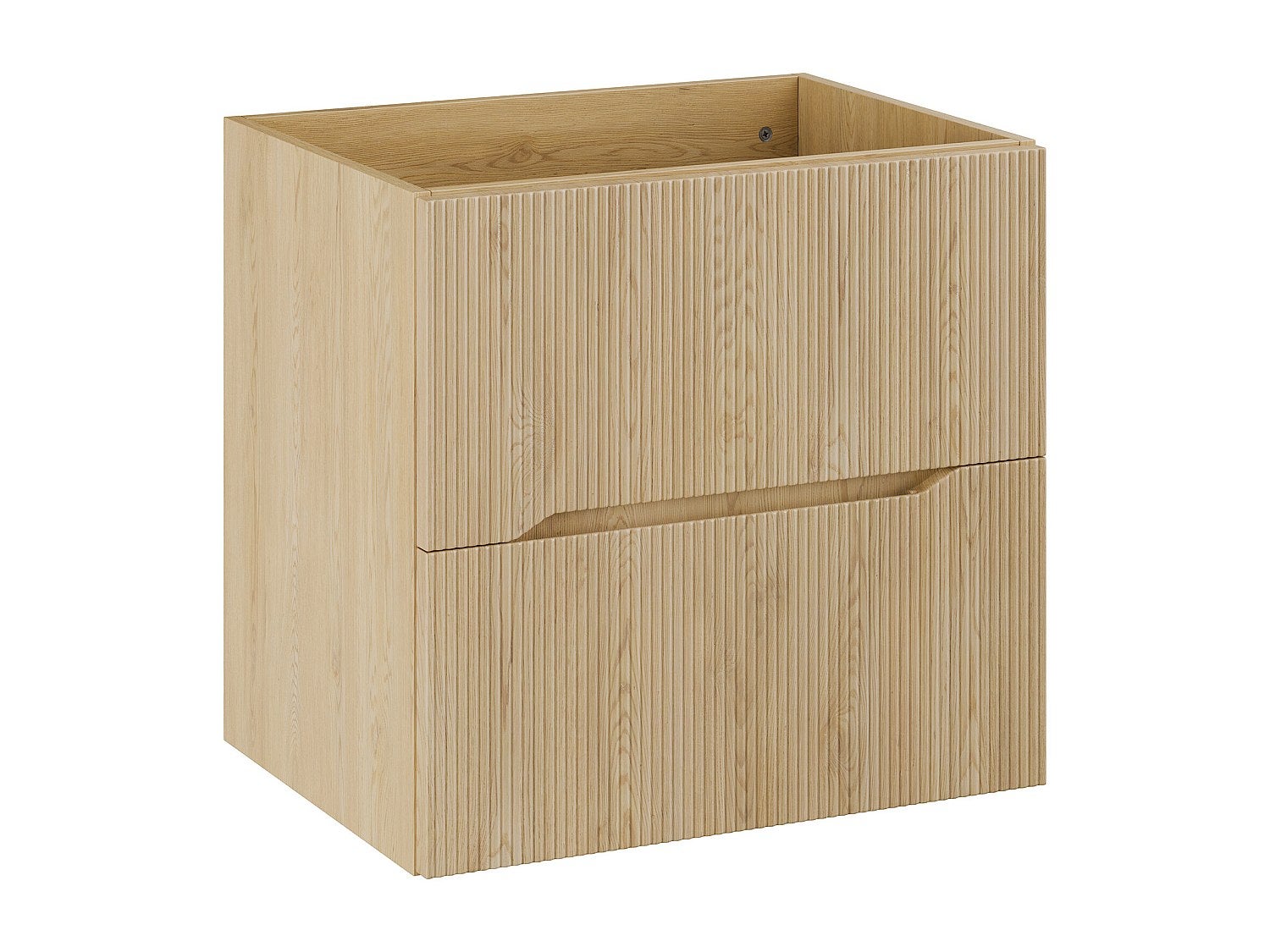 Meuble sous vasque suspendu strié - Naturel clair - L60 cm - ORISO - 2