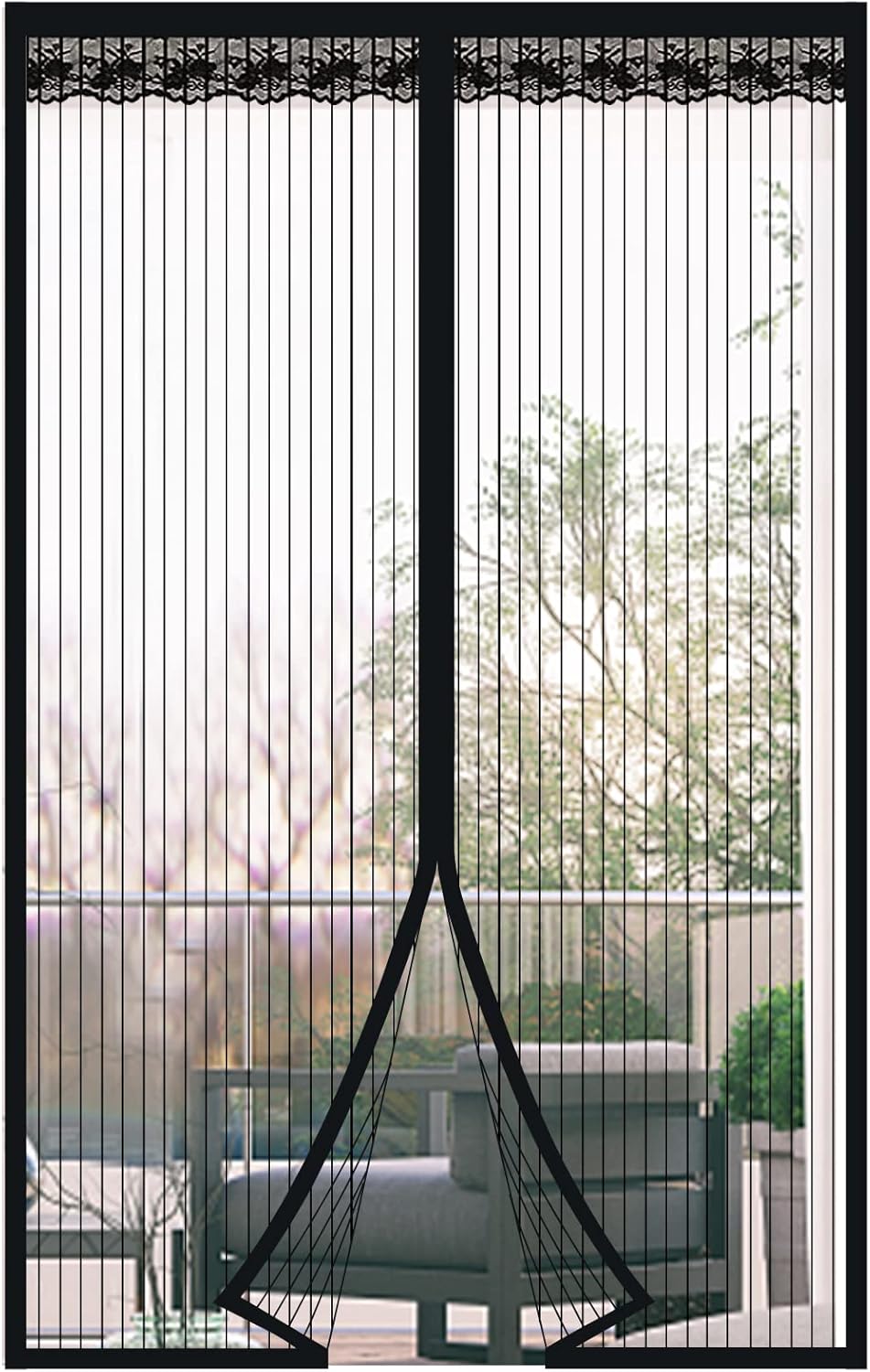 Drzwi z moskitierą magnetyczną, drzwi z moskitierą antykomarową z zamknięciem magnetycznym, bez konieczności wiercenia, do drzwi balkonowych (czarne,