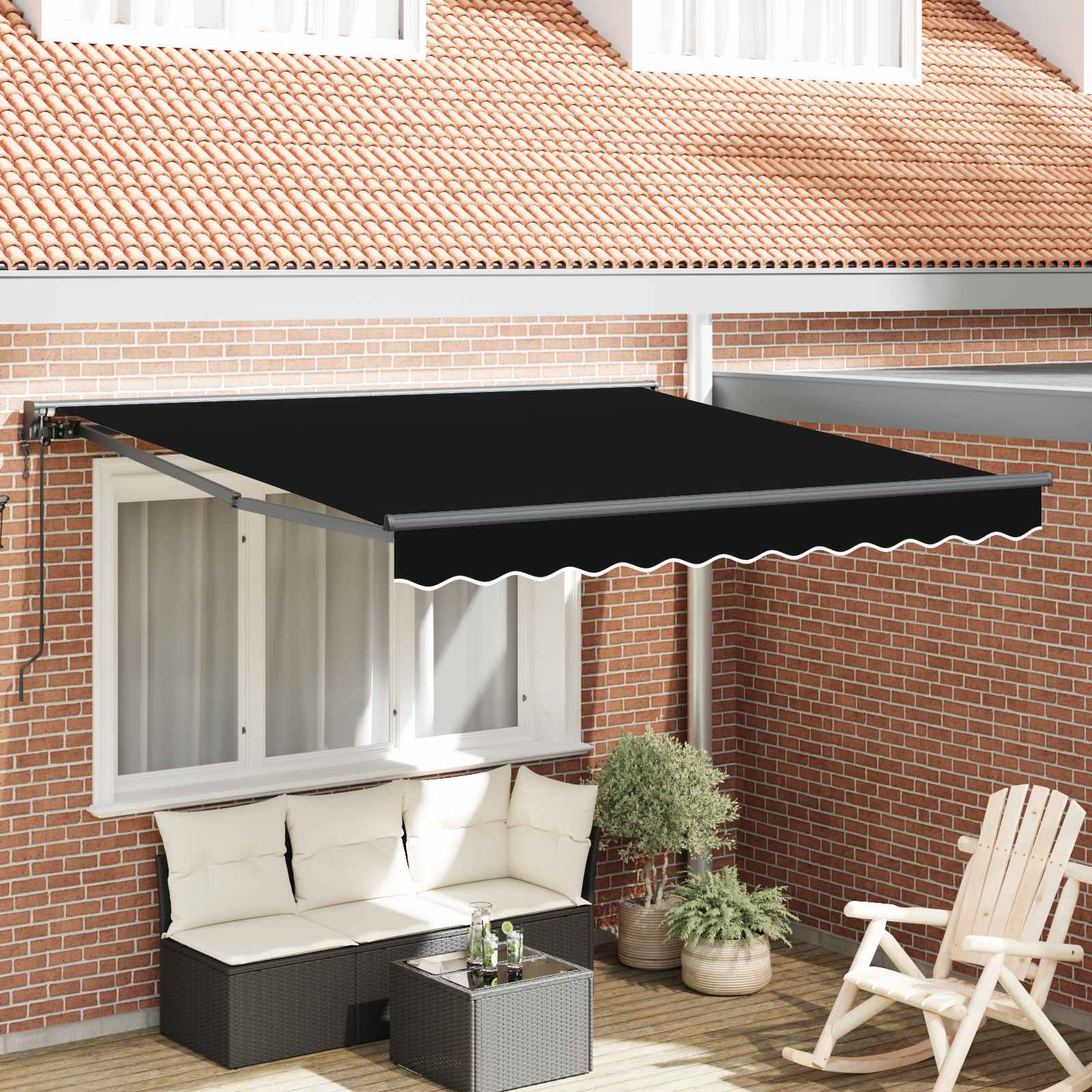 Rama markizy Czarny 350 x 250 cm Poliester z powłoką PU vidaXL
