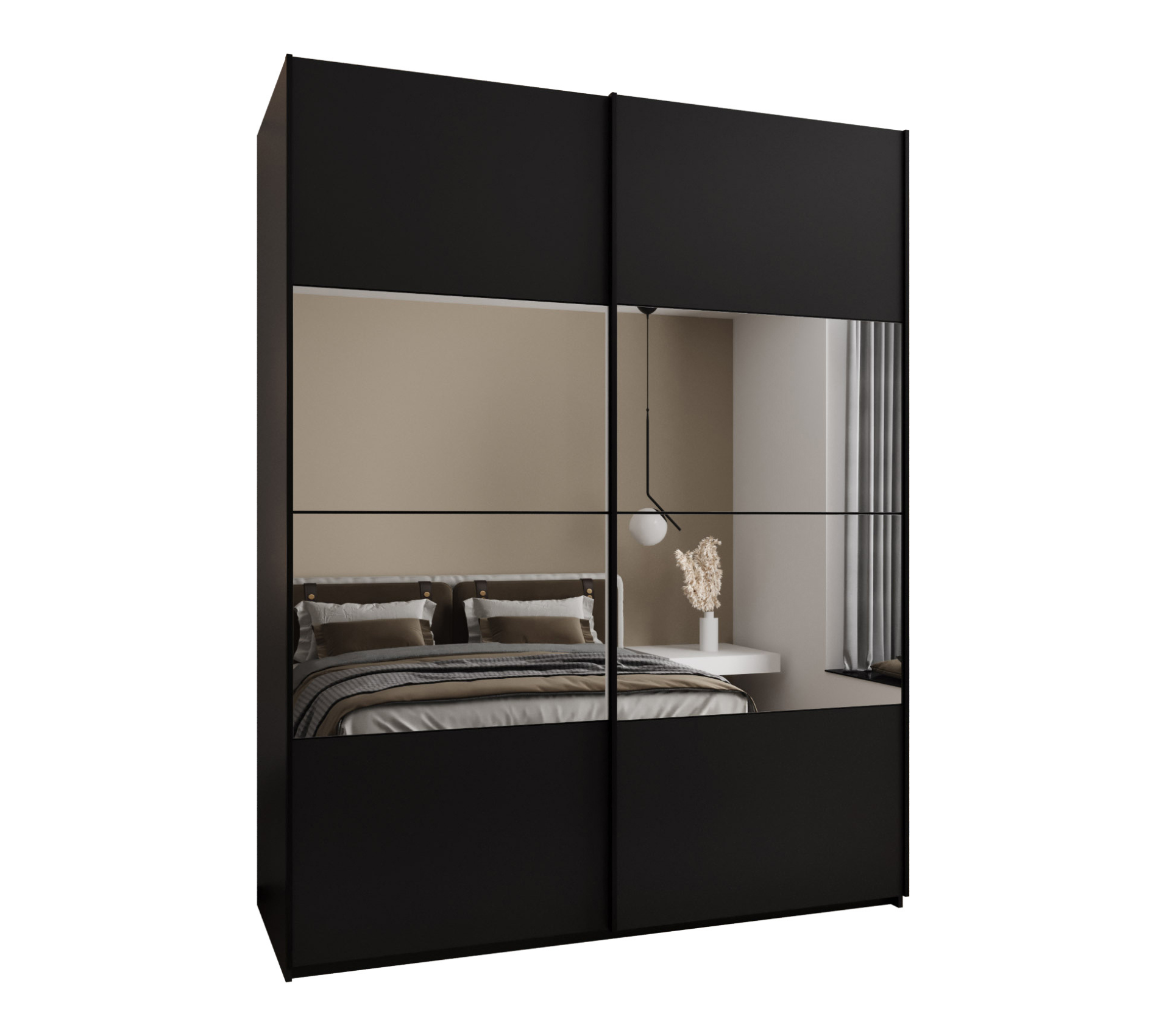 Szafa przesuwna wysoka Lux 4 200 x 64 x 245,5 cm czarny + czarny + u. czarny - Abiks Meble