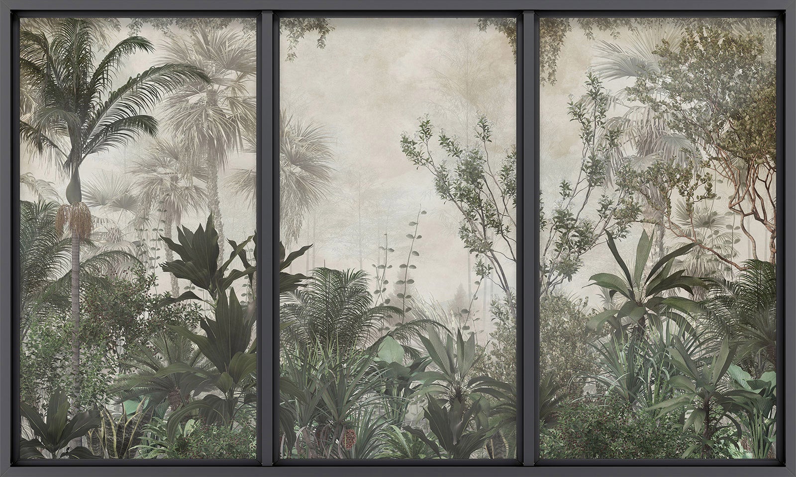 Papier peint panoramique Trompe l'oeil baie vitrée - Jungle - Largeur 260 cm x Hauteur 156 cm - 2