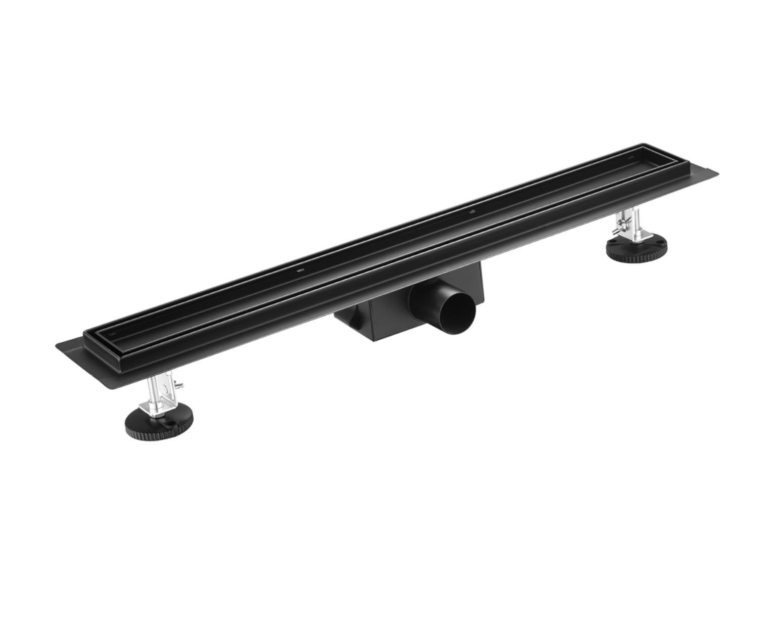 BALNEO - Canal de chuveiro 50 cm - 2 em 1 Canal de chuveiro 50 cm com sifão DUPLEX NEXT - Canal linear em aço inoxidável AISI 304 Preto - 3