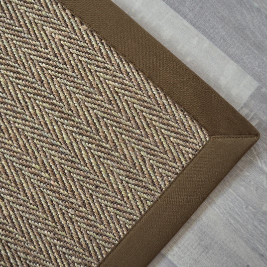 Tapis Sisal - Nairobi chevron - Ganse coton marron - 250 x 350 cm - 3