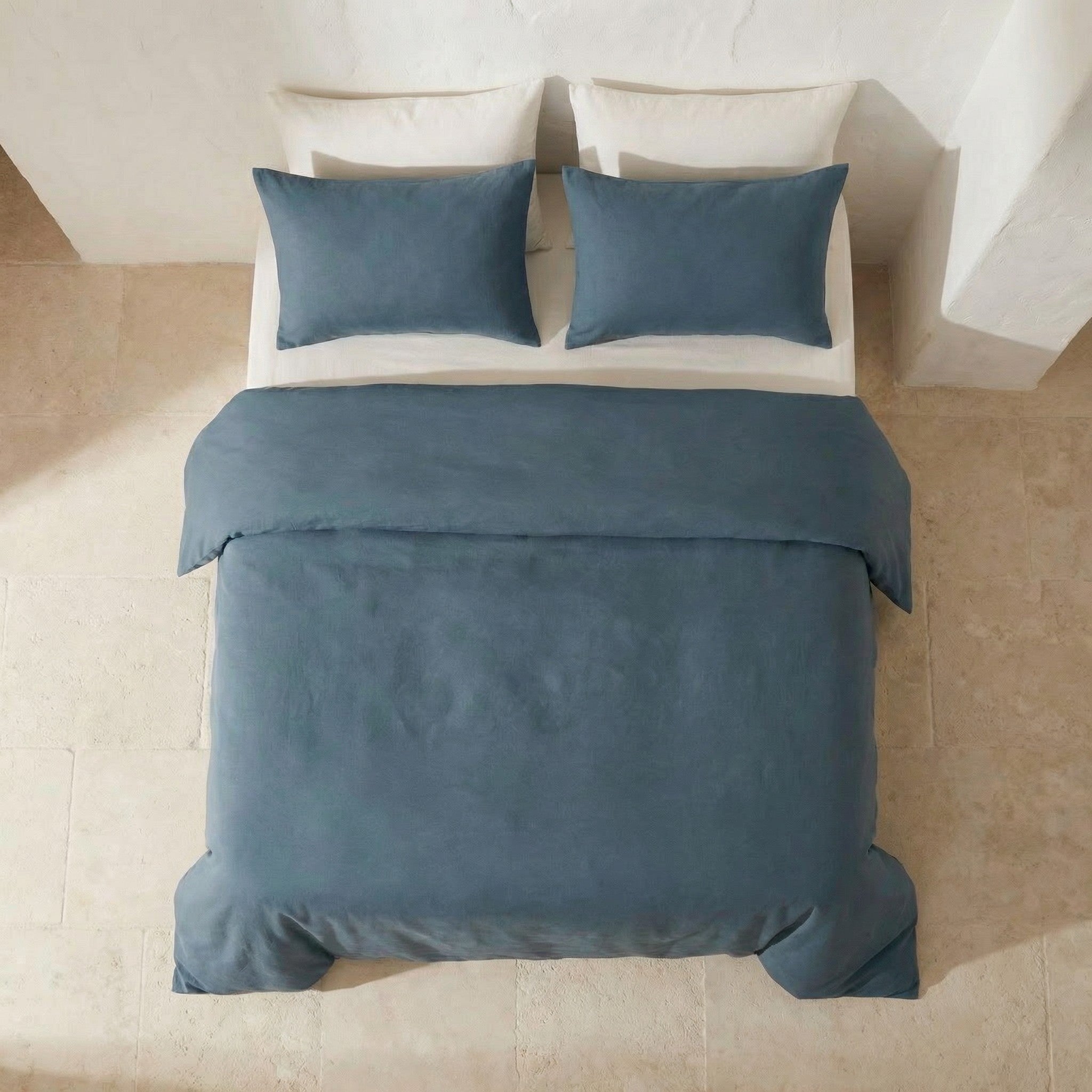 Set Copripiumino 100% Cotone Per Letto 135/140 Cm – 220x220 Cm + 2 Federe 45x75 Cm, Colore Blu, Oeko-Tex