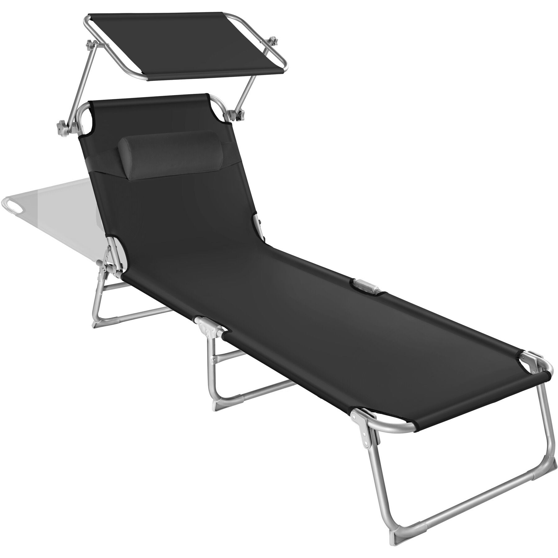 Lot de 2 transats en polyester et acier pliables réglables sur 4 positions avec appui-tête 190 x 68 x 65 cm TECTAKE - 6