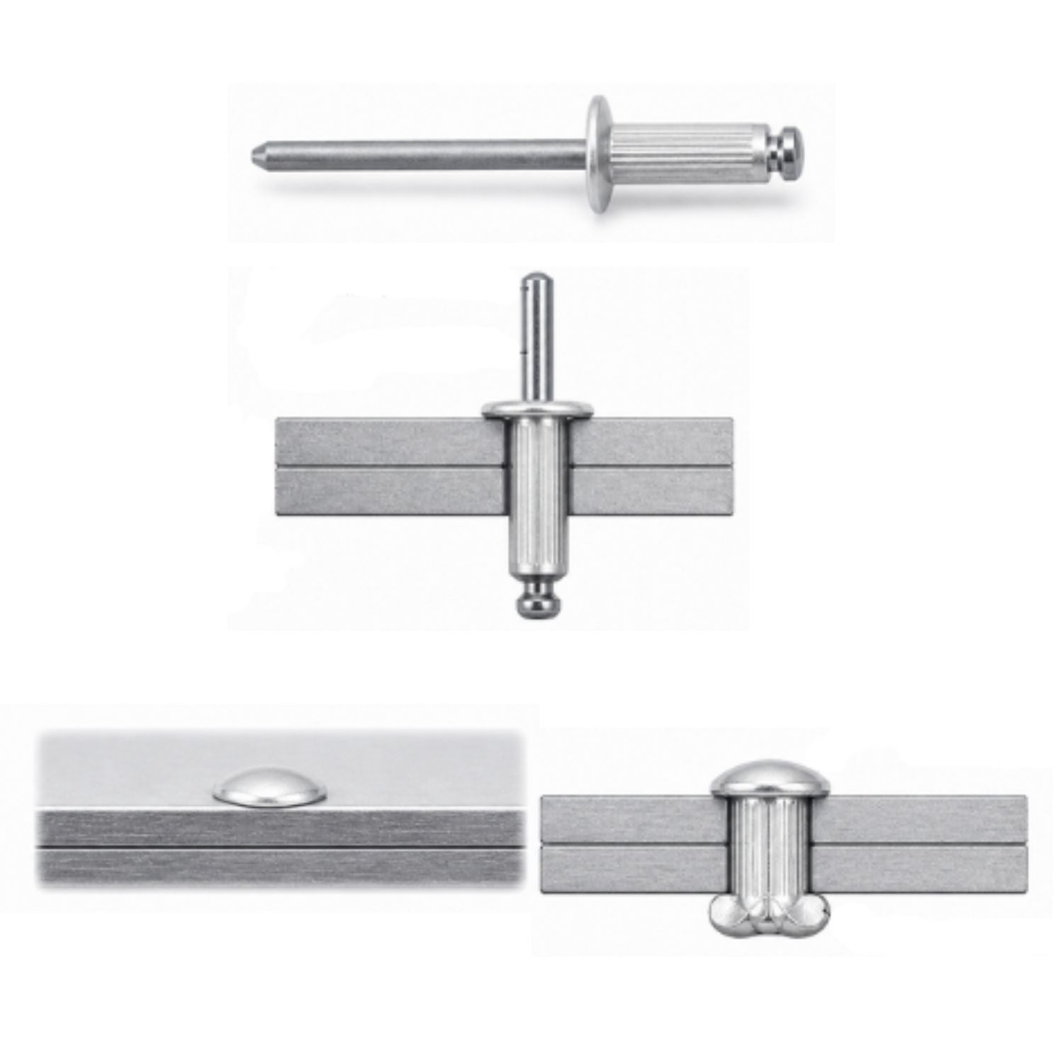 Rivet aveugle Aluminium Tige acier 3.2X12 Epaisseur de serrage 7 à 9 Tête Ronde Standard Noir-100 pièces - 3
