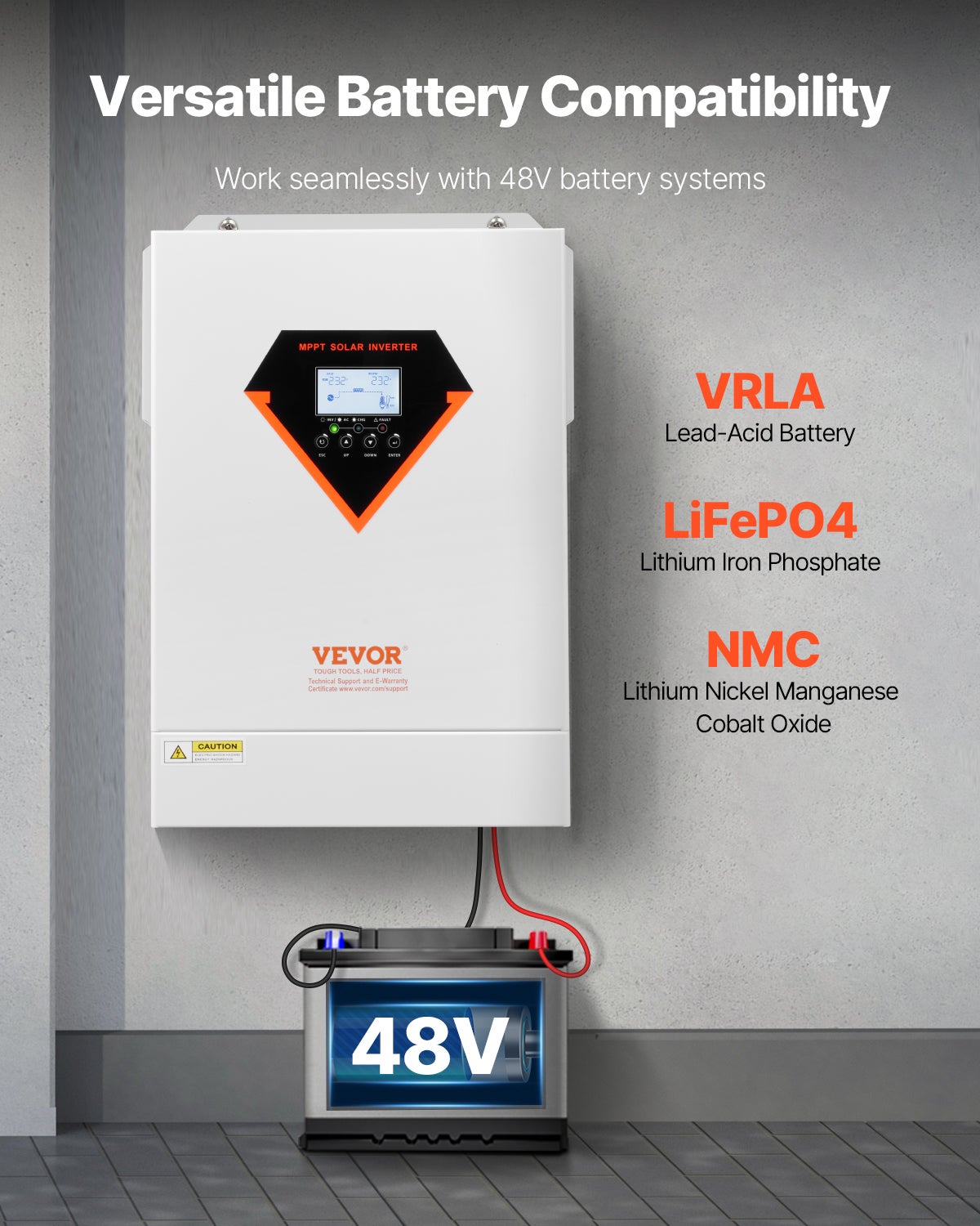 Onduleur Solaire Hybride 6000W, Chargeur Sinusoïdal Pur Tout-en-un, 48V CC vers 220/230V CA, MPPT 120A Intégré, pour Systèmes Photovoltaïques VEVOR - 5