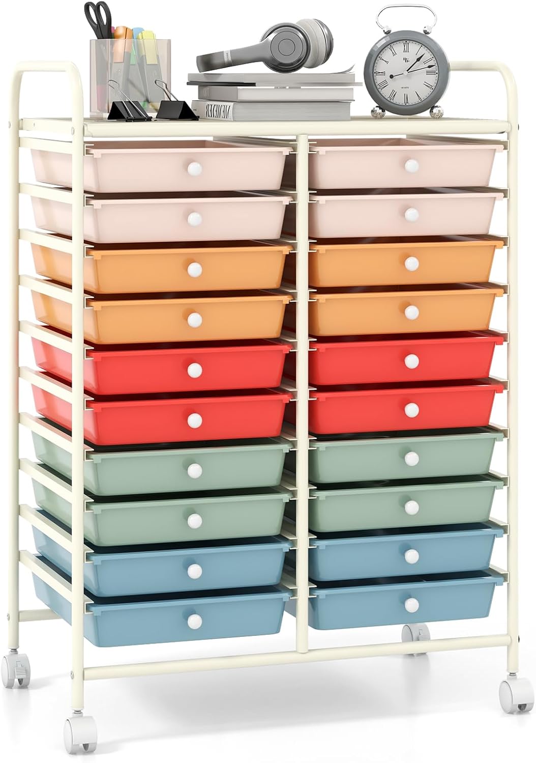 Chariot de Rangement 4 Tiroirs, 63 x 37 x 74,5 CM, Tour de Rangement à roues, Cadre en Acier, pour Chambre, Multicolore | Leroy Merlin Chariot de Rangement 4 Tiroirs, 63 x 37 x 74,5 CM, Tour de Rangement à roues, Cadre en Acier, pour Chambre, Multicolore | Leroy Merlin