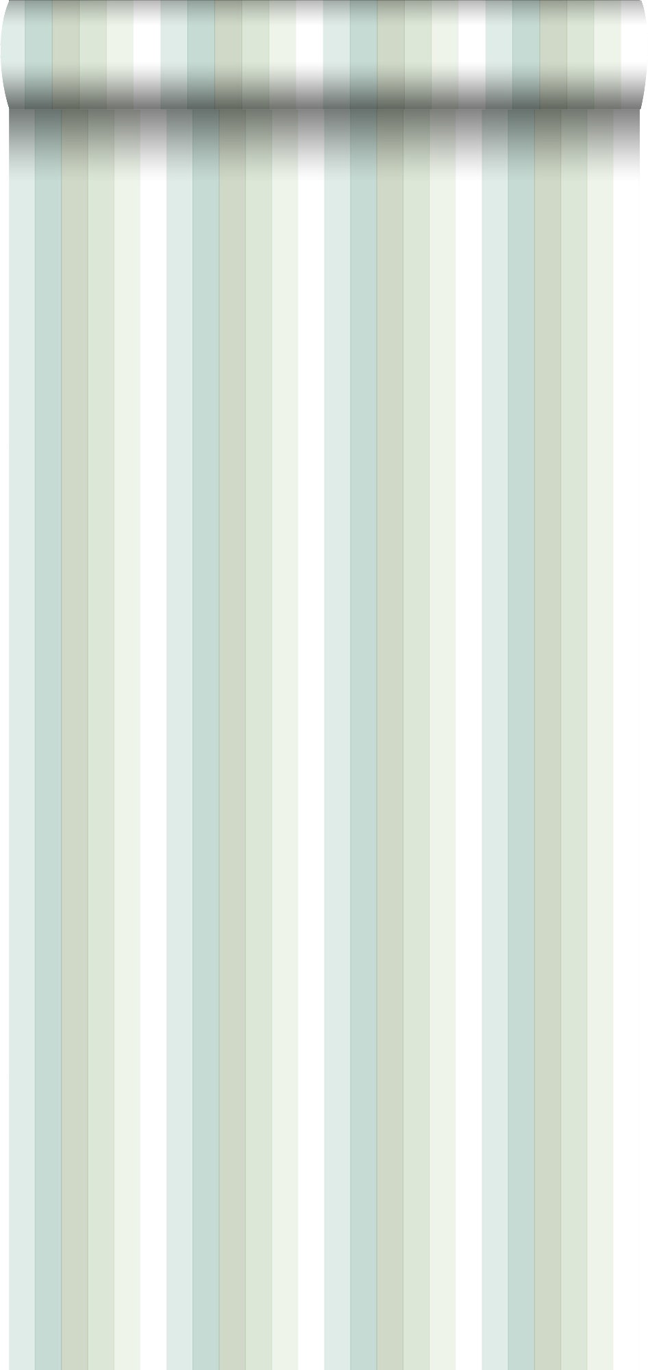 Papel pintado rayas del arco iris menta verde - 53 cm x 10,05 m - estahome