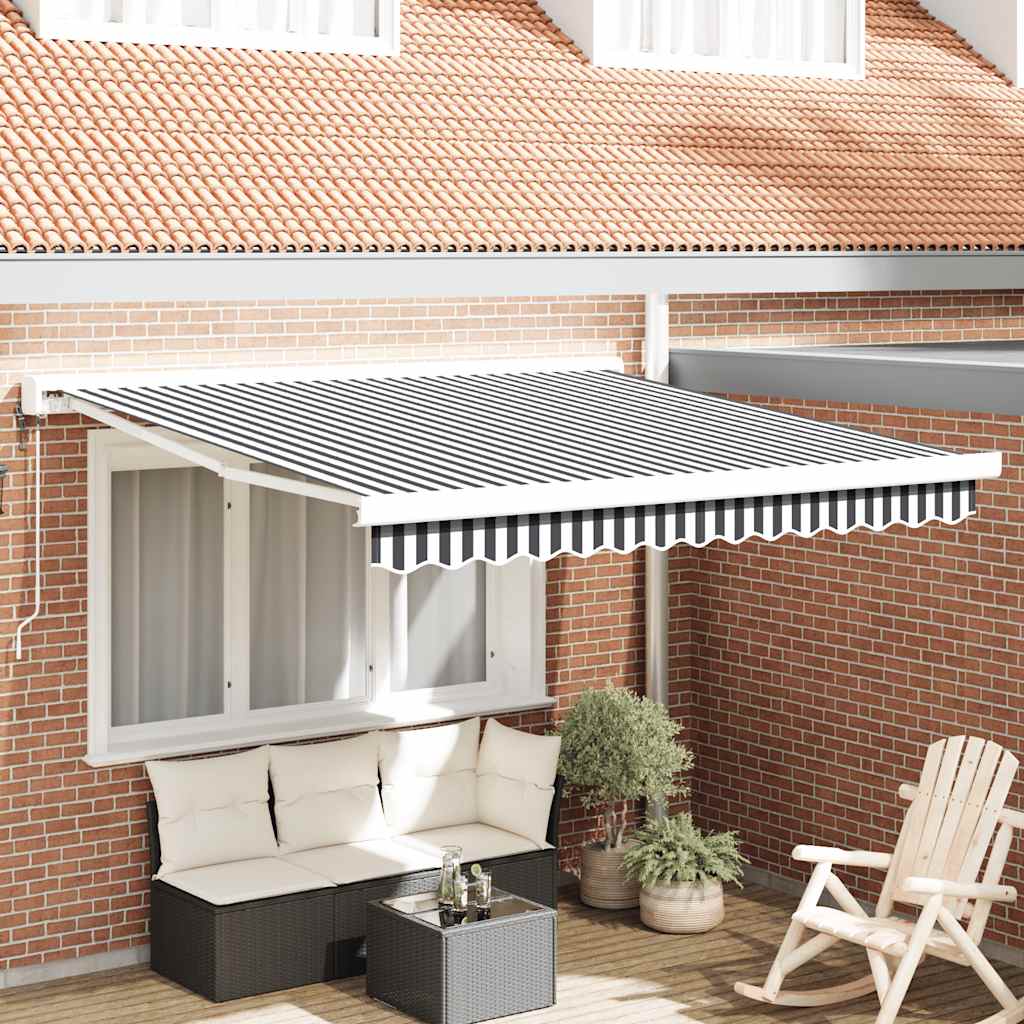 Toldo retráctil, antracita/blanco, 3x2,5 m, tela y aluminio.