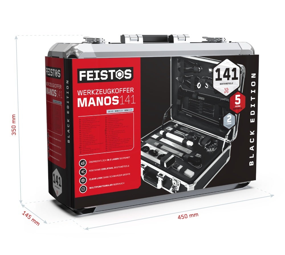 FEISTOS Manos 141 | Coffre à outils en métal équipé | 141 pièces - 8