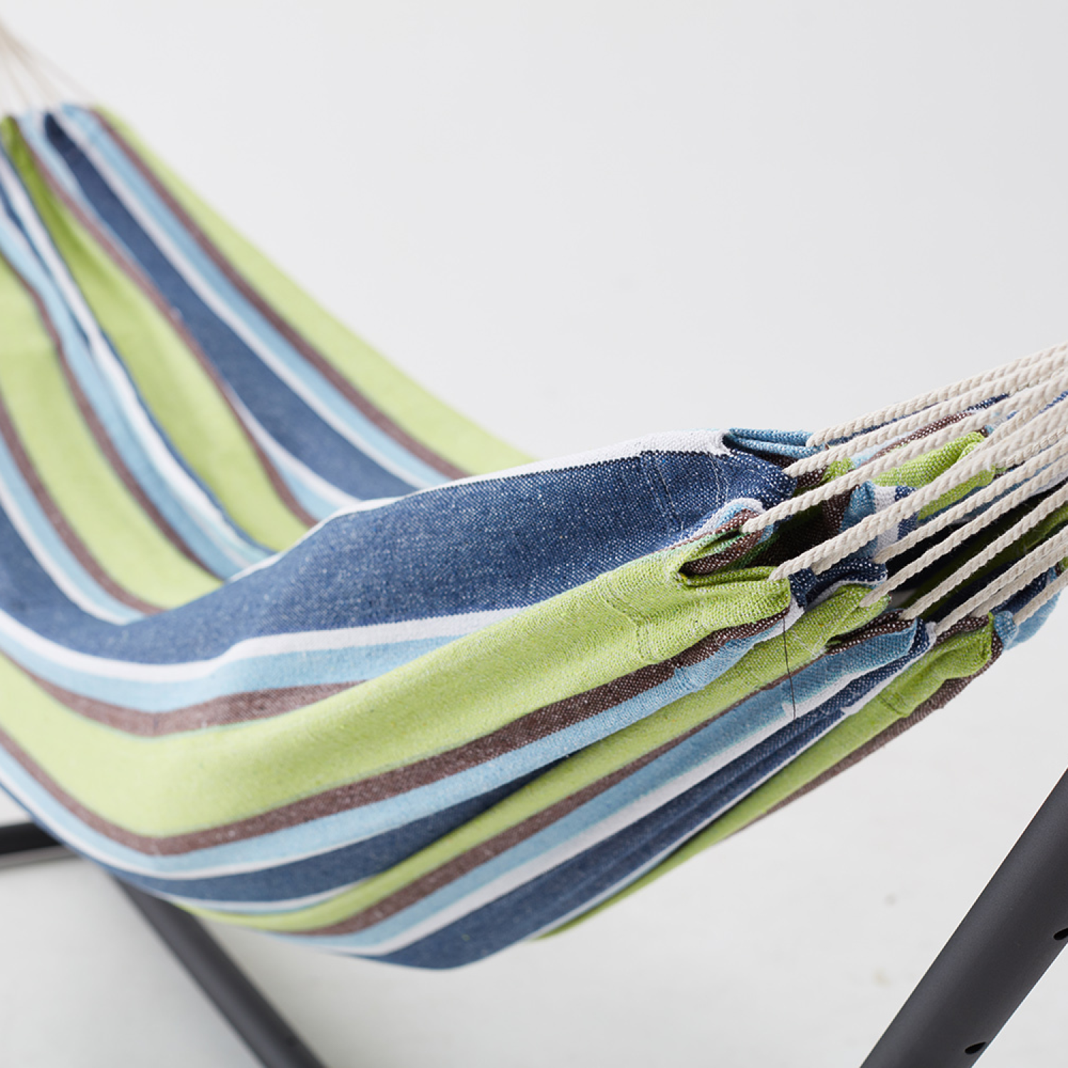 Hamac sur pied 2,6 m avec toile en polyester bleu et vert COPACABANA - 7