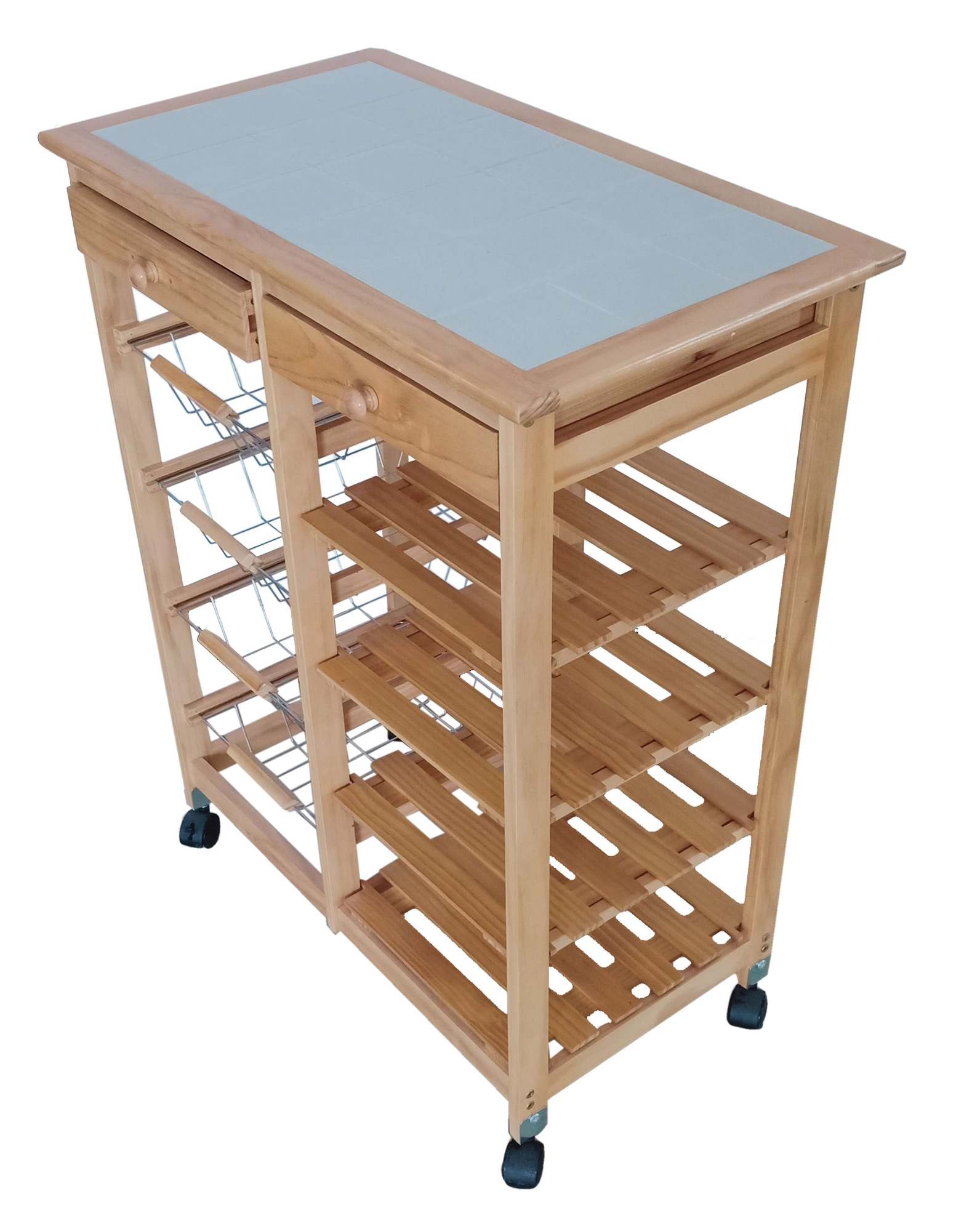 Spetebo Chariot de Cuisine sur Roulettes - 69 x 40 cm - 3 Paniers et Étagères - Pour Cuisine et Salle de Bain - Polyvalent et d'Appoint