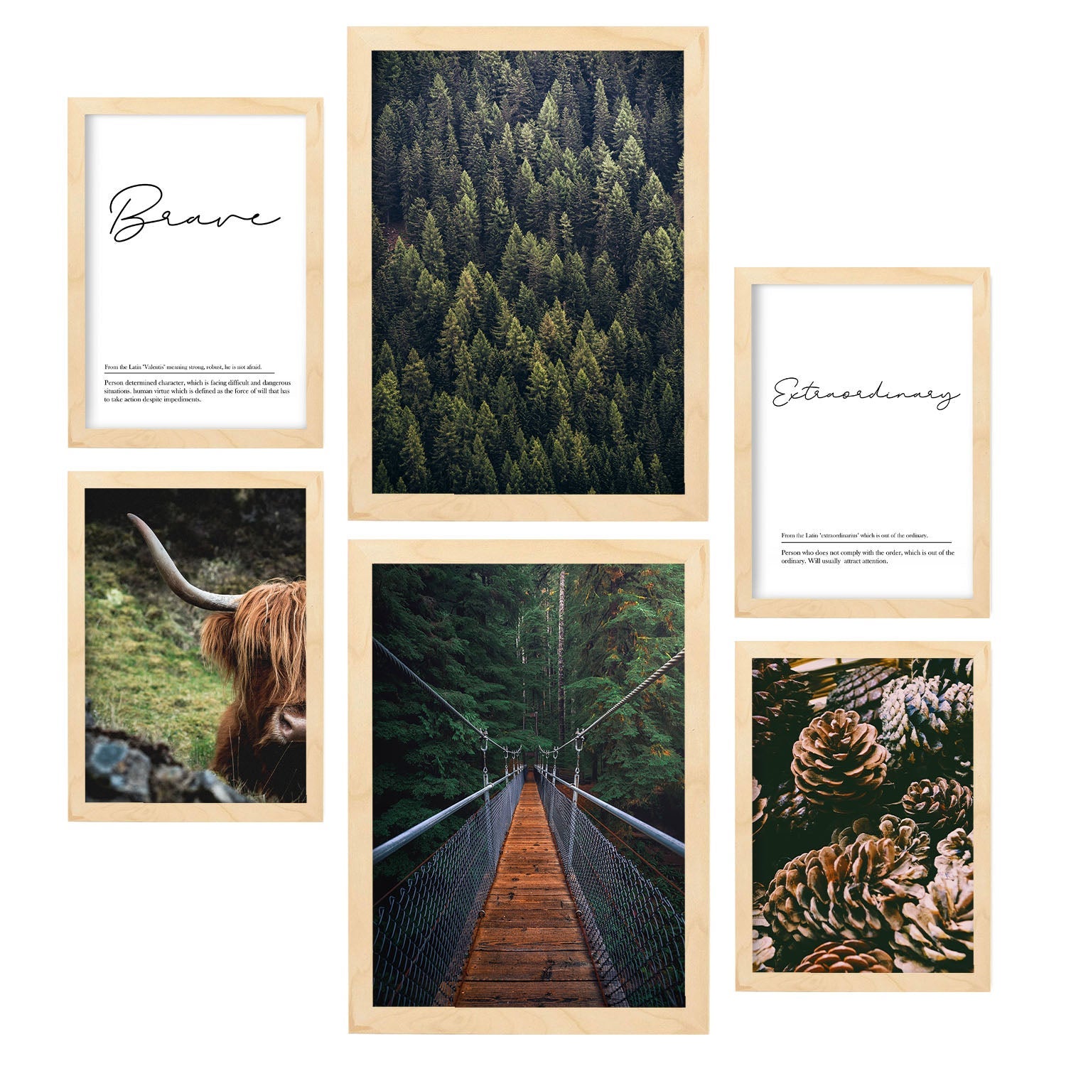 - pack 6 láminas artã­sticas otono en usa - pósteres decorativos estilo moderno - láminas fotografã­a bosque, naturaleza - a3 y a4 marco madera clara
