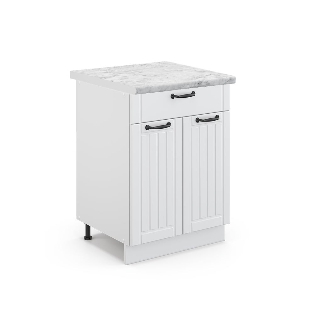 Vicco Szafka dolna do kuchni Fame-Line, Biały domek wiejski, 60 cm z szufladą, BP Marmur