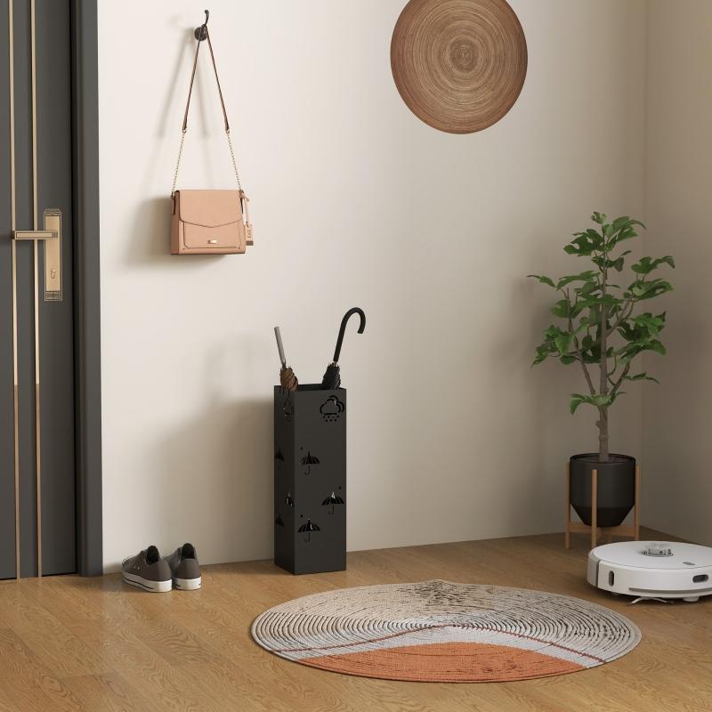 Porte-parapluie Blanc Carré - Acier - 48,5 Cm - Stockage Cannes Et Bâtons