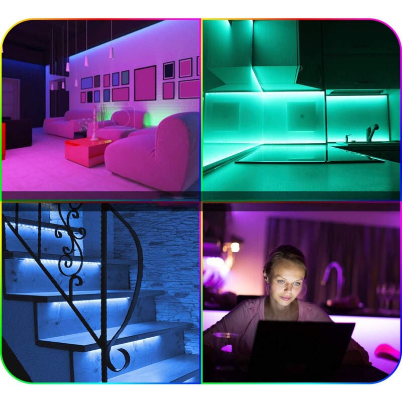 Bande lumineuse LED 20 m (10 m x 2) Bande lumineuse LED Bluetooth 5050 RVB, contrôlée par application pour smartphone et télécommande - 3