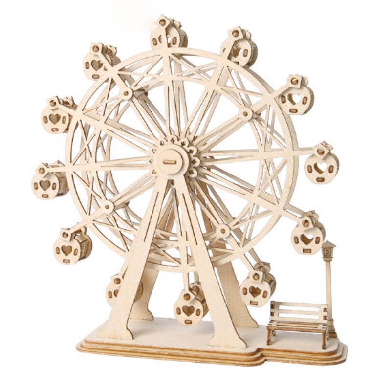 PUZZLE 3D IN Legno, Pista a Ruota Idraulica, Fai-Da-Te Pista per Biglie
