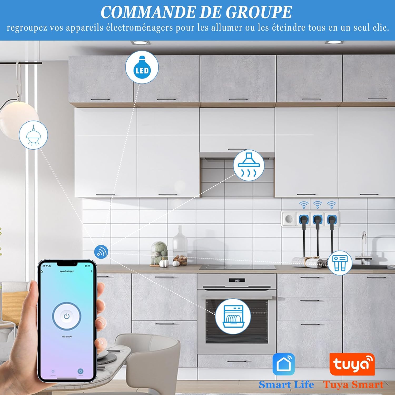 Prise Connectée WiFi Intelligente Type E, Prise Programmable avec Minuteur et Télécommande, App Tuya/Smart Life, 16A - 4