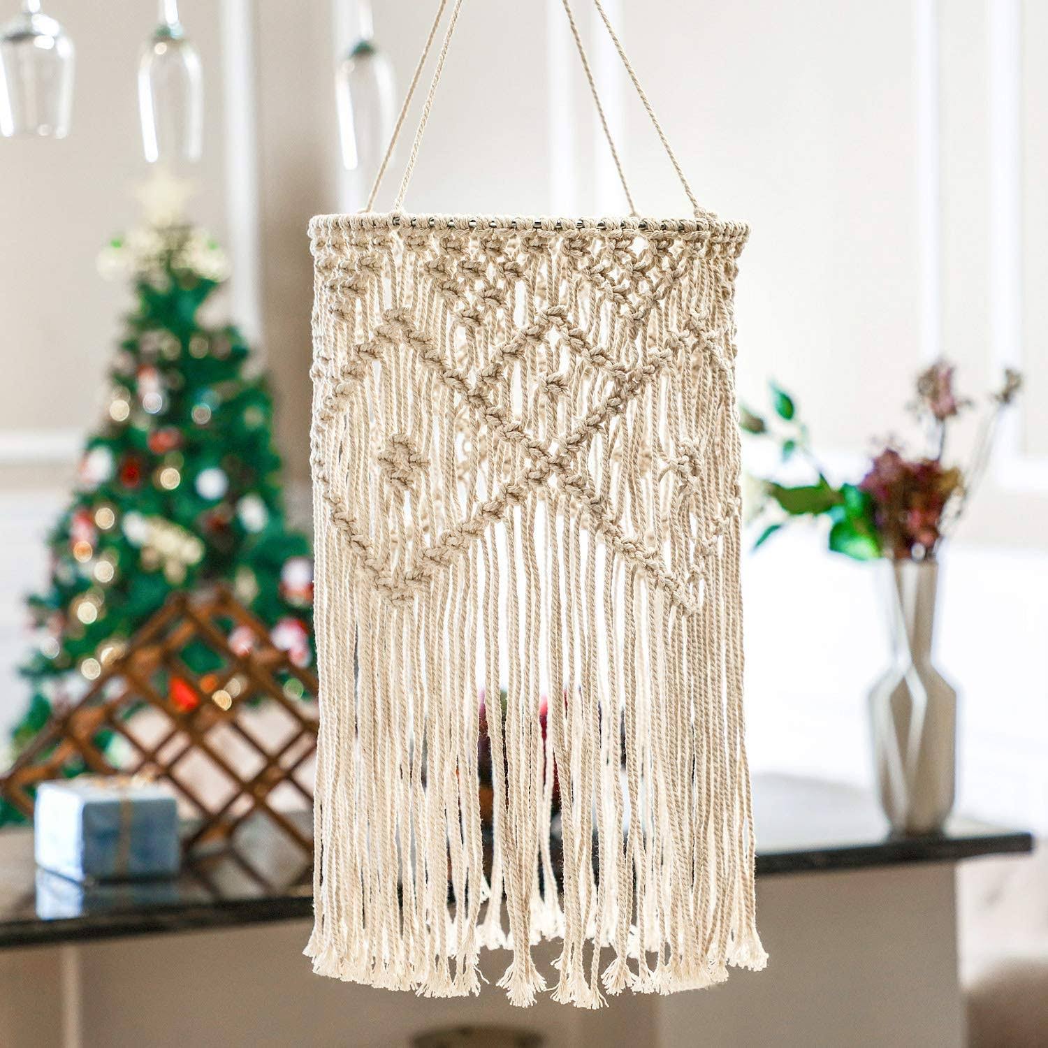 Lampy wiszące w stylu Boho, abażur w stylu bohemy z ręcznie robionym makramé, do wystroju pokoju w stylu Boho, salonu, dekoracji świątecznych