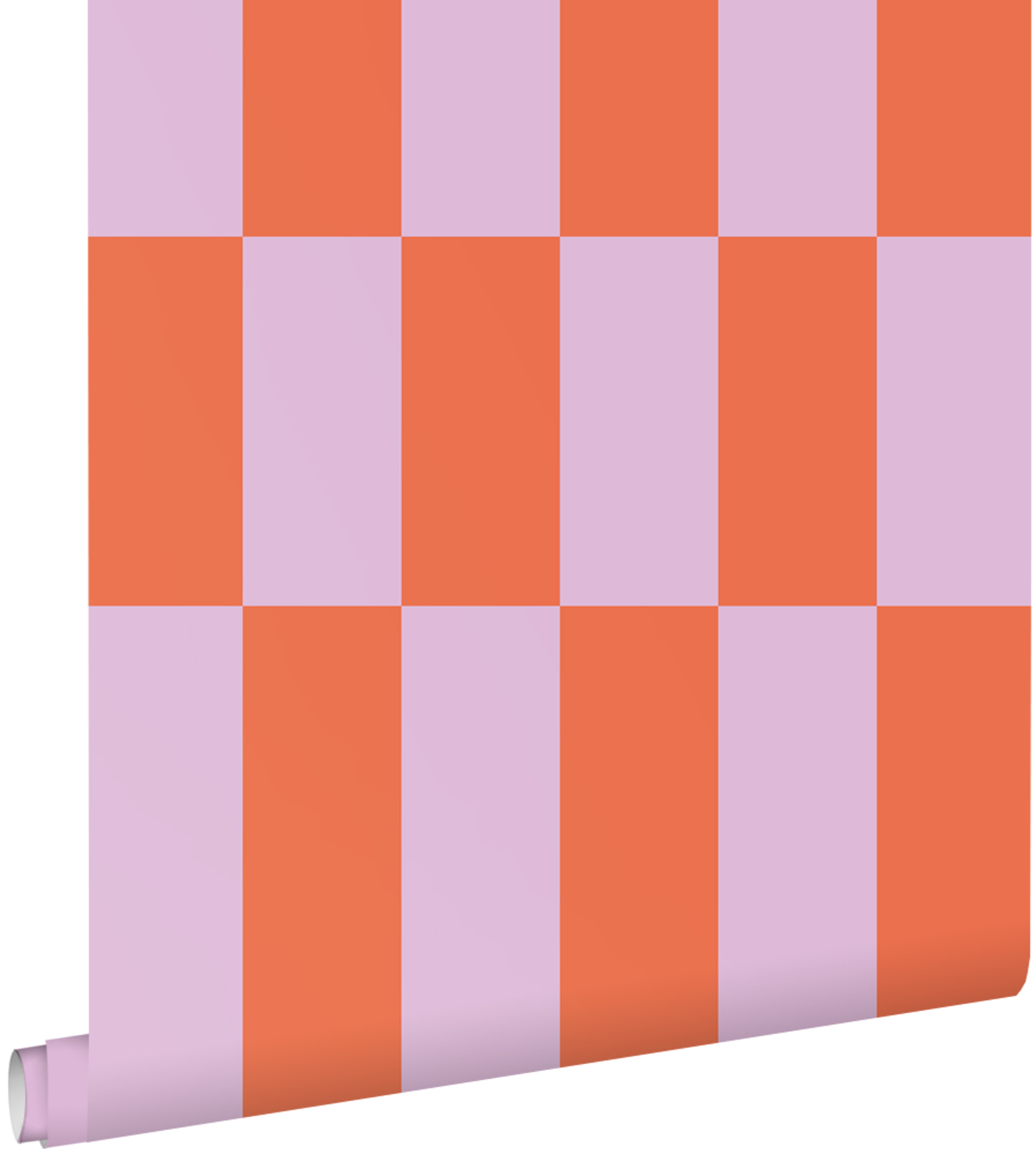Papel pintado raya morado lila y rojo coral - 50 x 900 cm - estahome