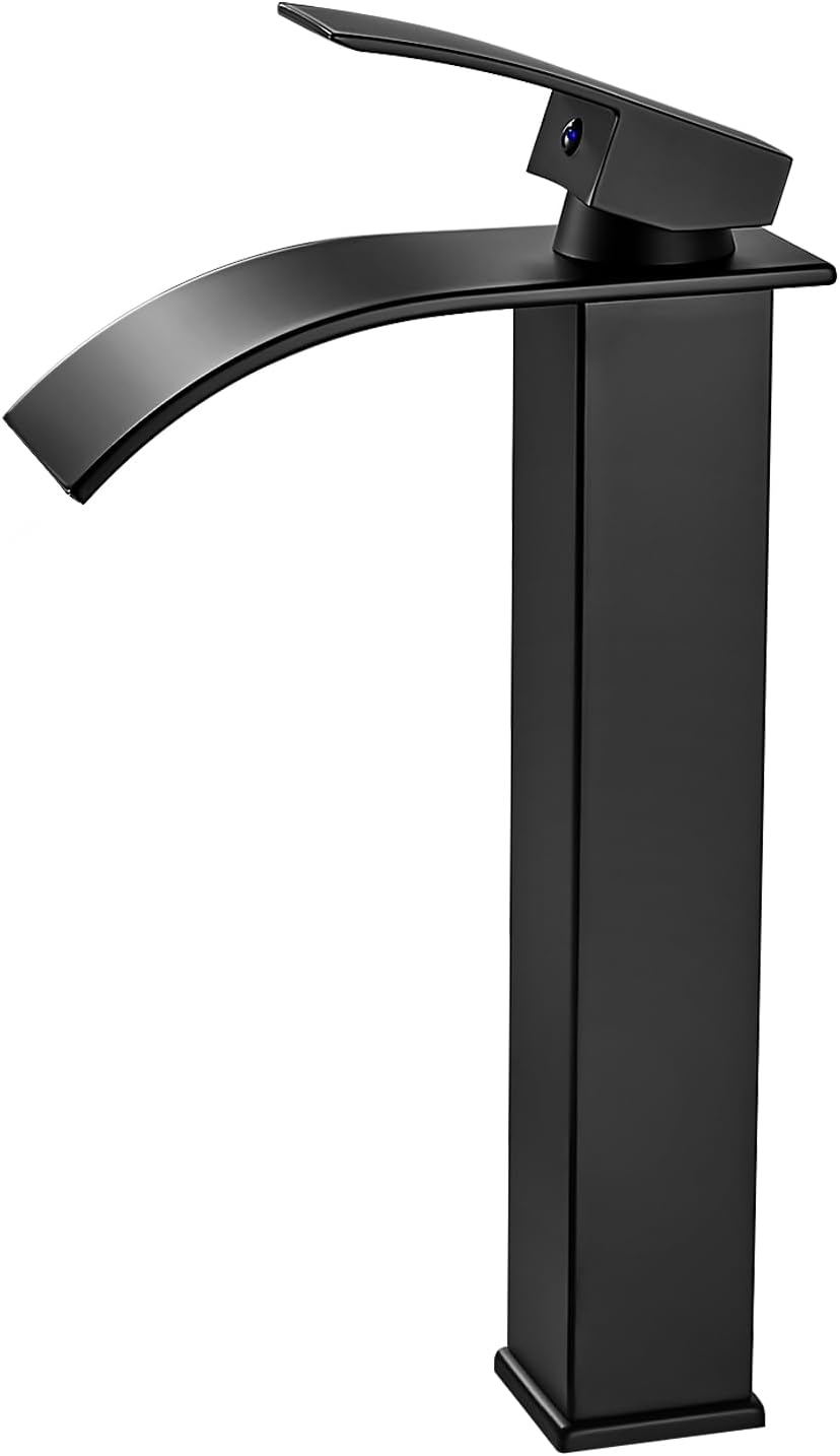 Czarny kran wodospadowy, bateria zlewozmywakowa z wylewką o wysokości 232 mm, czarny kran wodospadowy G 3/8