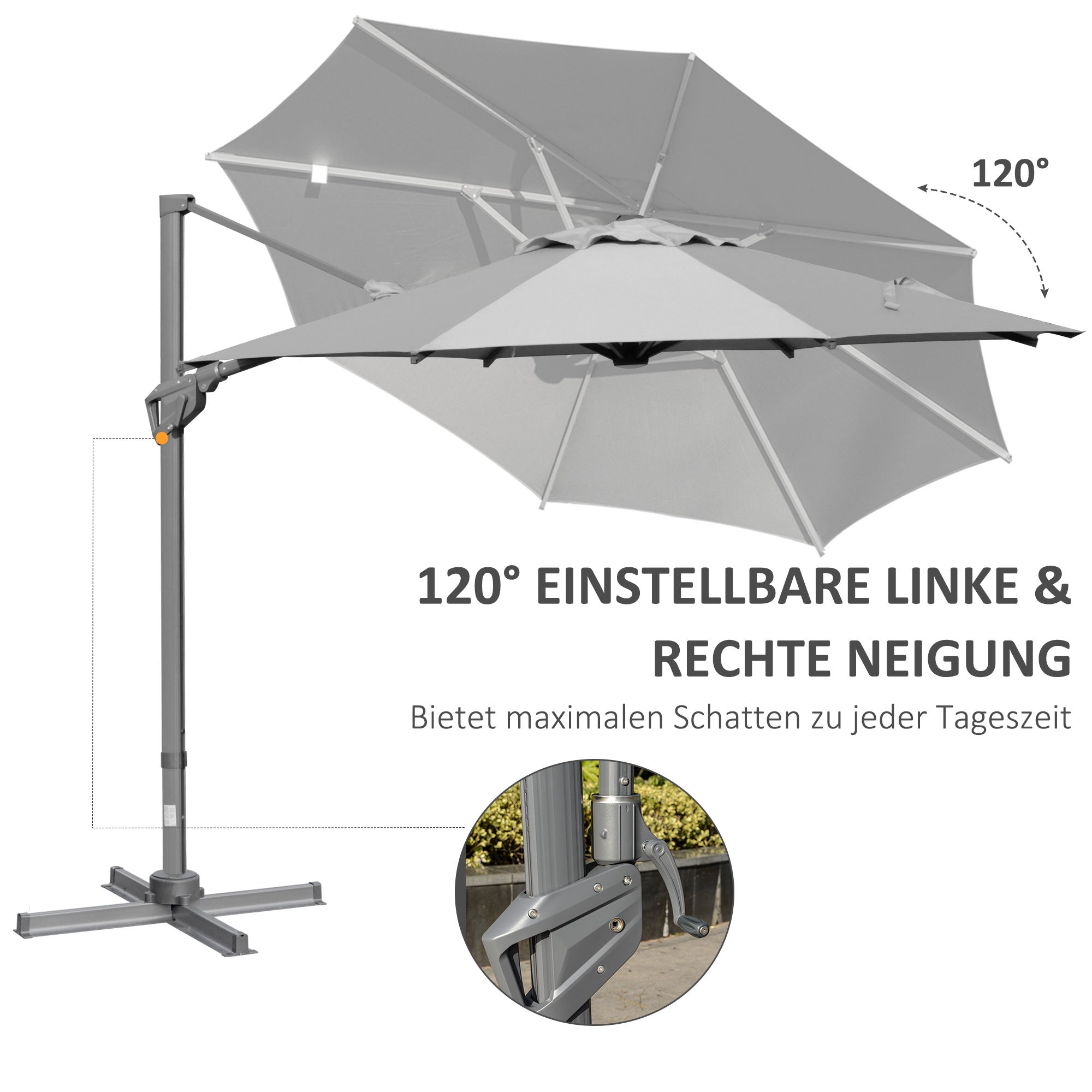 Support Parasol Stable Réglable Détachable - Accessoires Robuste Pour Terrasse Jardin Plage