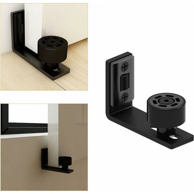 Guida inferiore regolabile nera da pavimento per porta scorrevole da parete/porta in legno - 4