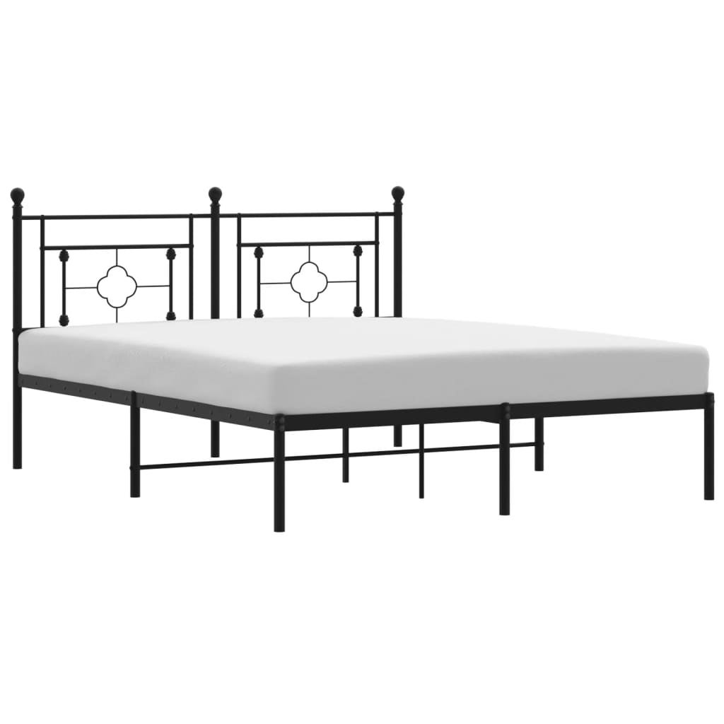 Estructura cama sin colchón con cabecero metal negro 160x200 cm vidaXL - 2
