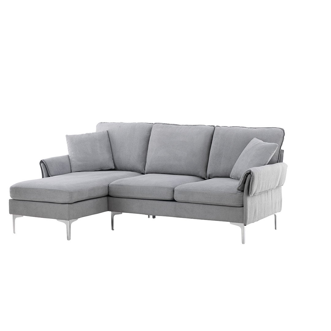 Toulouse sofa sofa z szezlongiem lewostronna szara.