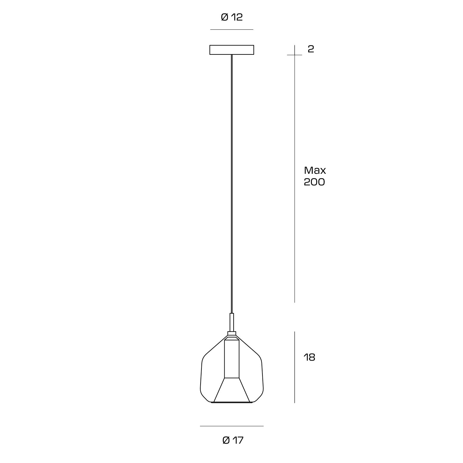 X-RAY suspension, en verre, grand modèle, cuivre - 3