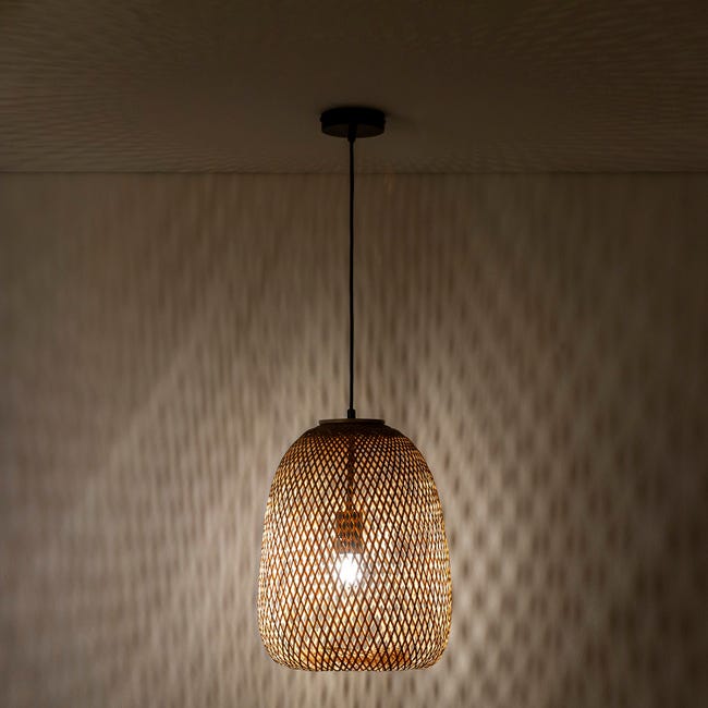 Lampada a sospensione de lampada a soffitto Guijo nero/ bambù naturale 34d Lampada a sospensione de lampada a soffitto Guijo nero/ bambù naturale 34d