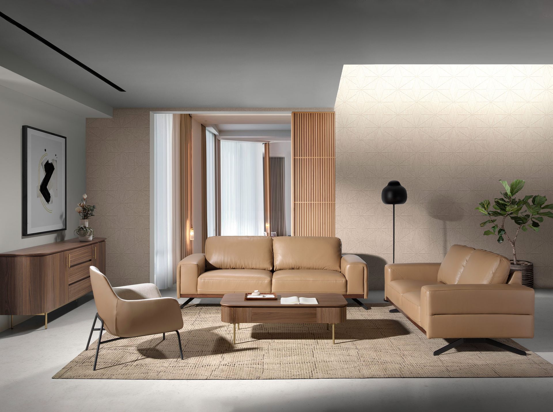 ANGEL CERDA Fauteuil en tissu crème et similicuir marron - 7