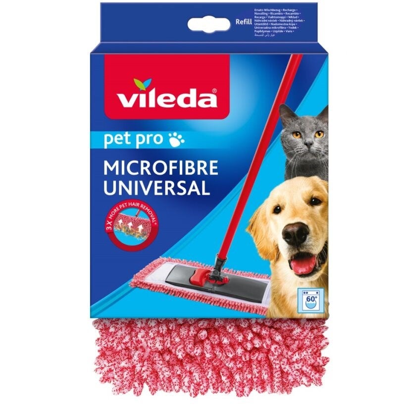 Recharge Microfibre Pour Balai Vileda H2PrO - Lot De 4 Ou 5 Pièces, Dimensions 40,5x11 Cm, Lavable à 60°C