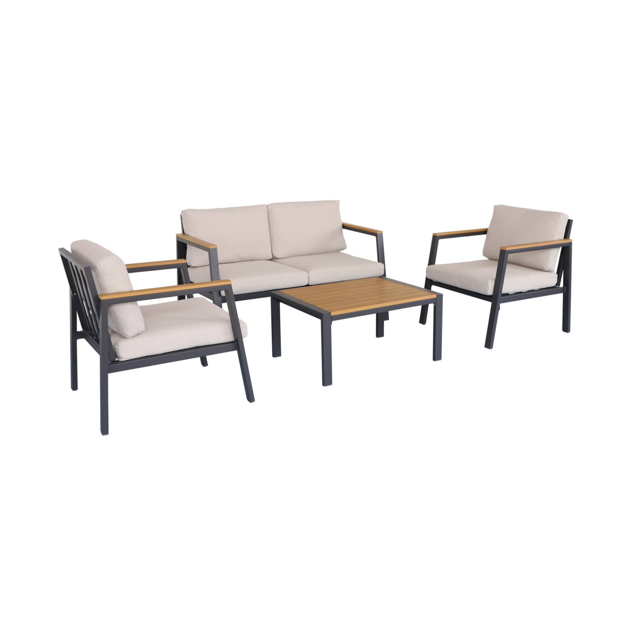 Muebles de jardín de aluminio y polywood de 4 plazas, Casoria, Beige