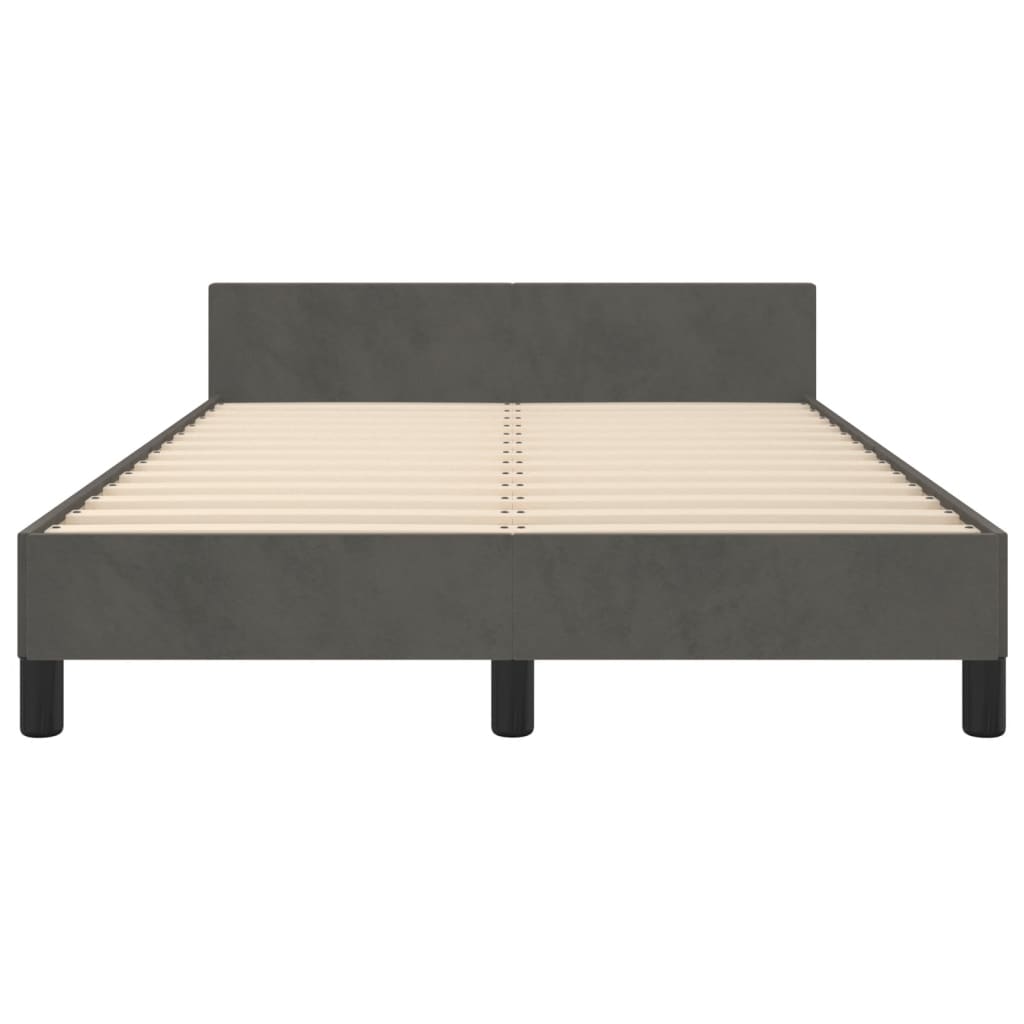Cadre de lit sans matelas, velours, gris foncé, pour la chambre, 120 × 190 cm - 5
