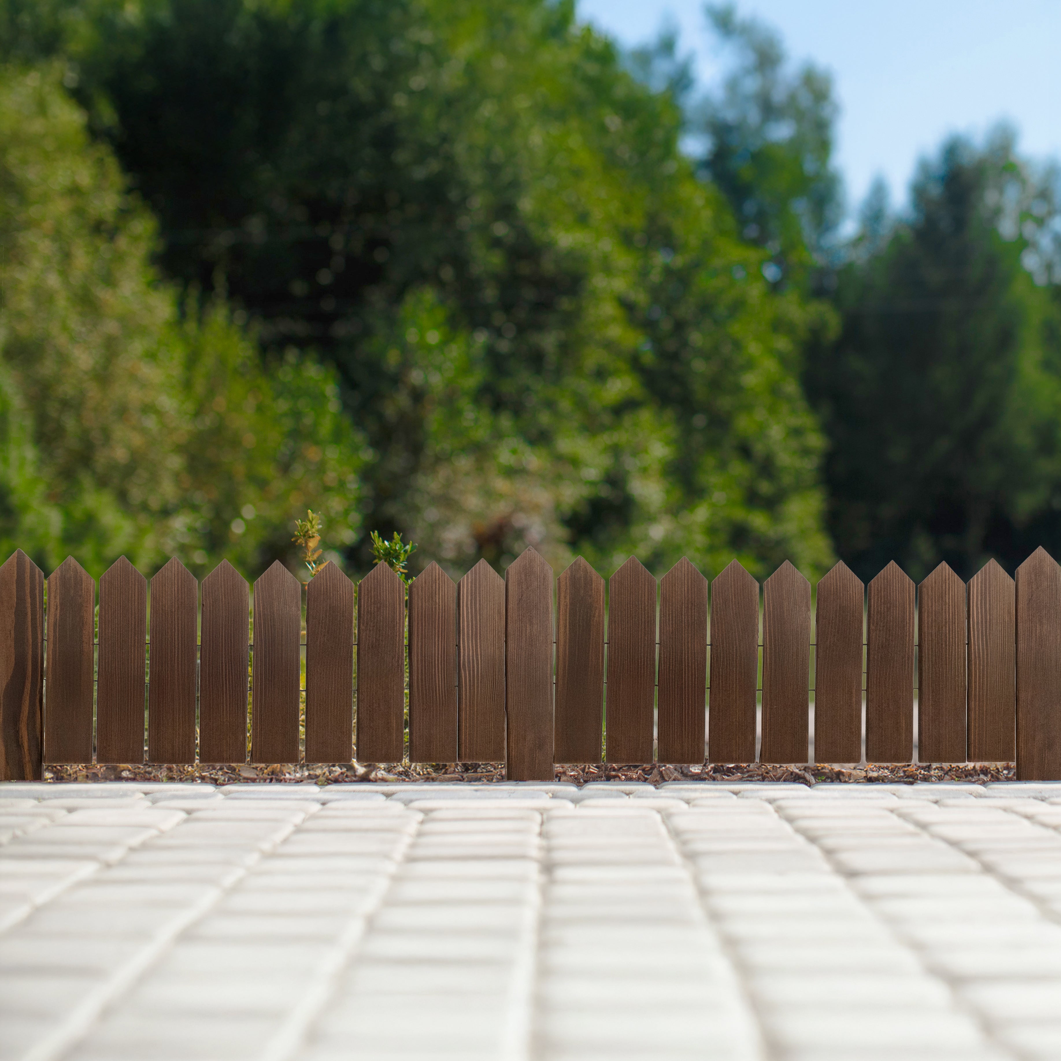 Rollborder lattes en bois | 20 cm de haut et 200 cm de long | Clôture en bois | Clôture parfaite comme bordure de jardin en osier | Marron foncé - 10