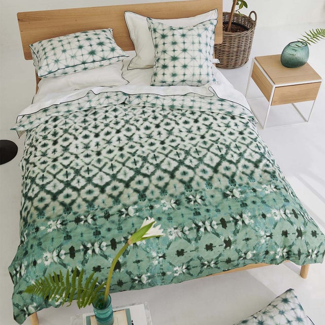 Housse de couette imprimée en percale de coton, KARAOSHI CELADON
