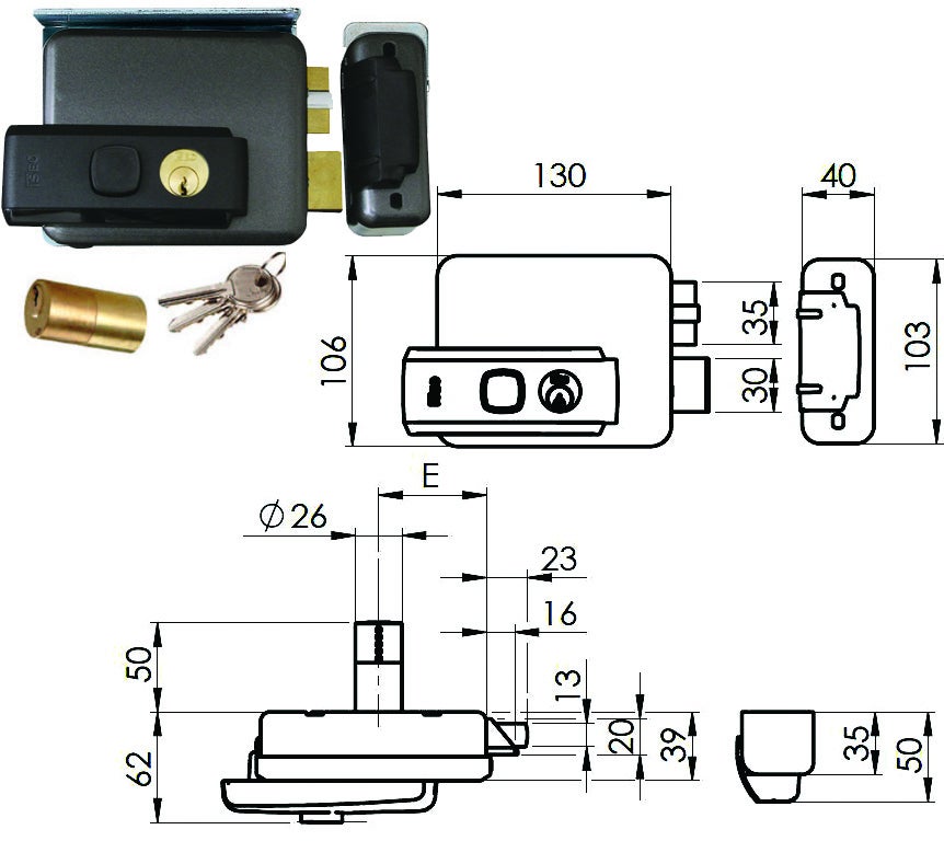 Serrure Universelle À Cylindre En Applique Mz 23 Sb, Serrure Pour Meubles, 2 Clés Et Matériels Serrure Universelle À Cylindre En Applique Mz 23 Sb, Serrure Pour Meubles, 2 Clés Et Matériels