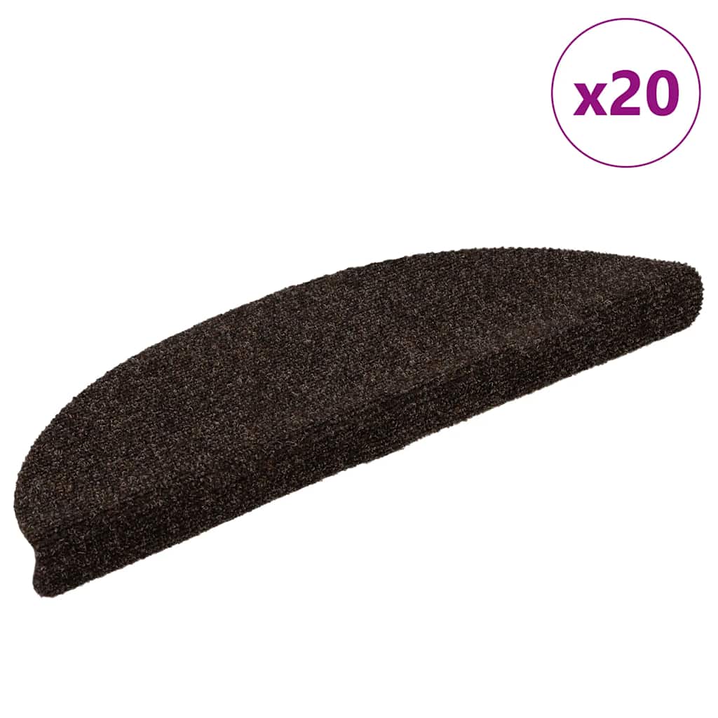 Tapis d'escalier auto-adhésifs 20 pcs | Paillasson d'escalier | Tapis de marche marron 56x17x3 cm CFW254423 - 2