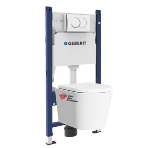 Pack Bati-support Geberit 112cm + Cuvette Swiss Aqua Technologies sans bride + Plaque blanche (SATrimlessGeb3)