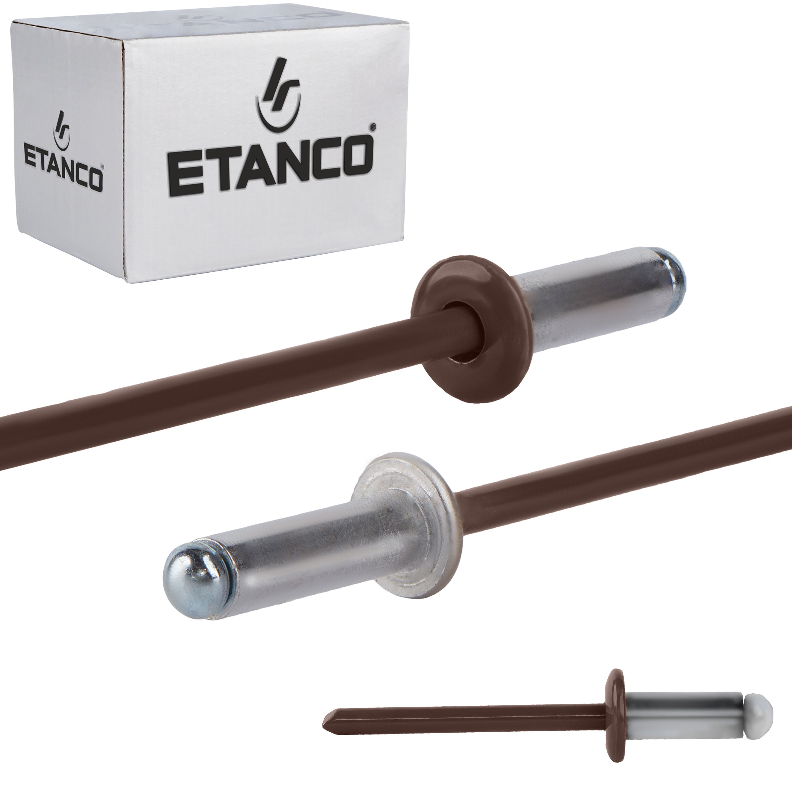 Nity otwarte aluminiowe Etanco Lakierowane RAL 8017 4,8x12 mm 500szt