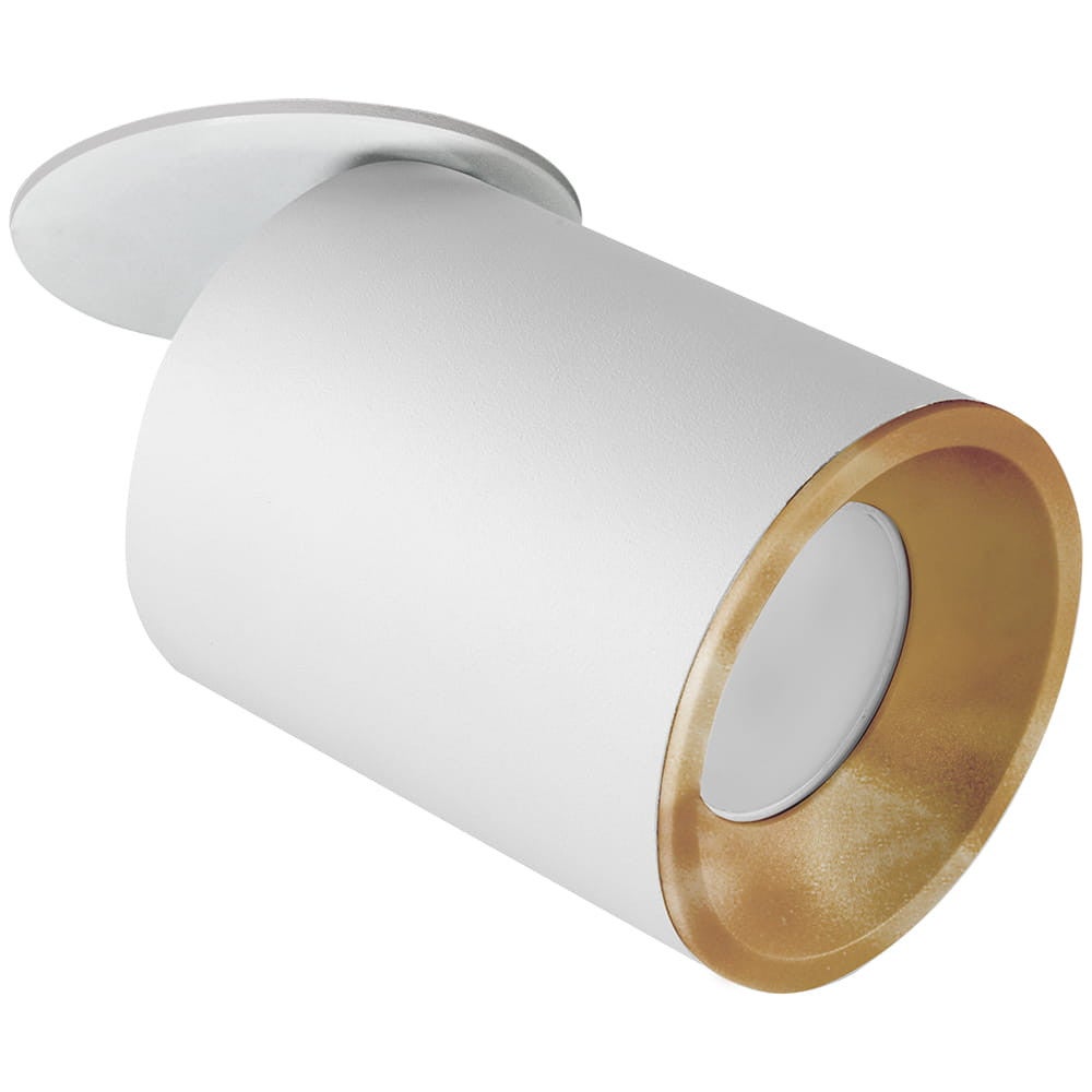 Oprawa sufitowa wpuszczana podtynkowa Pallas biała ze złotym środkiem 1xGU10x10W okrągła ruchoma IP20 wym: 13,7 x 8,2 x 8,2 cm aluminium Polux