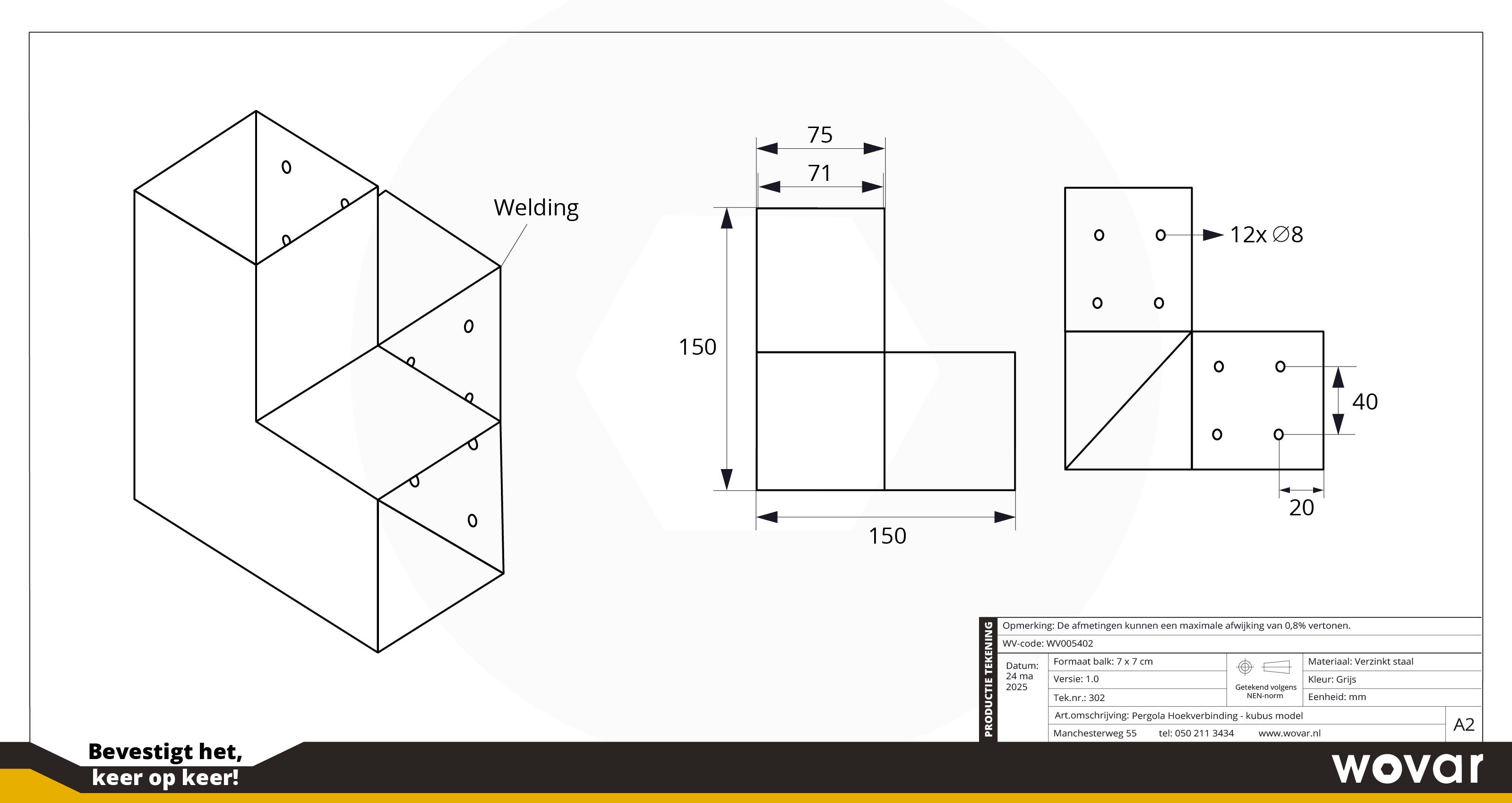 Conector de pérgola para postes de 7 x 7 cm Modelo cubo- Por Unidad - 4