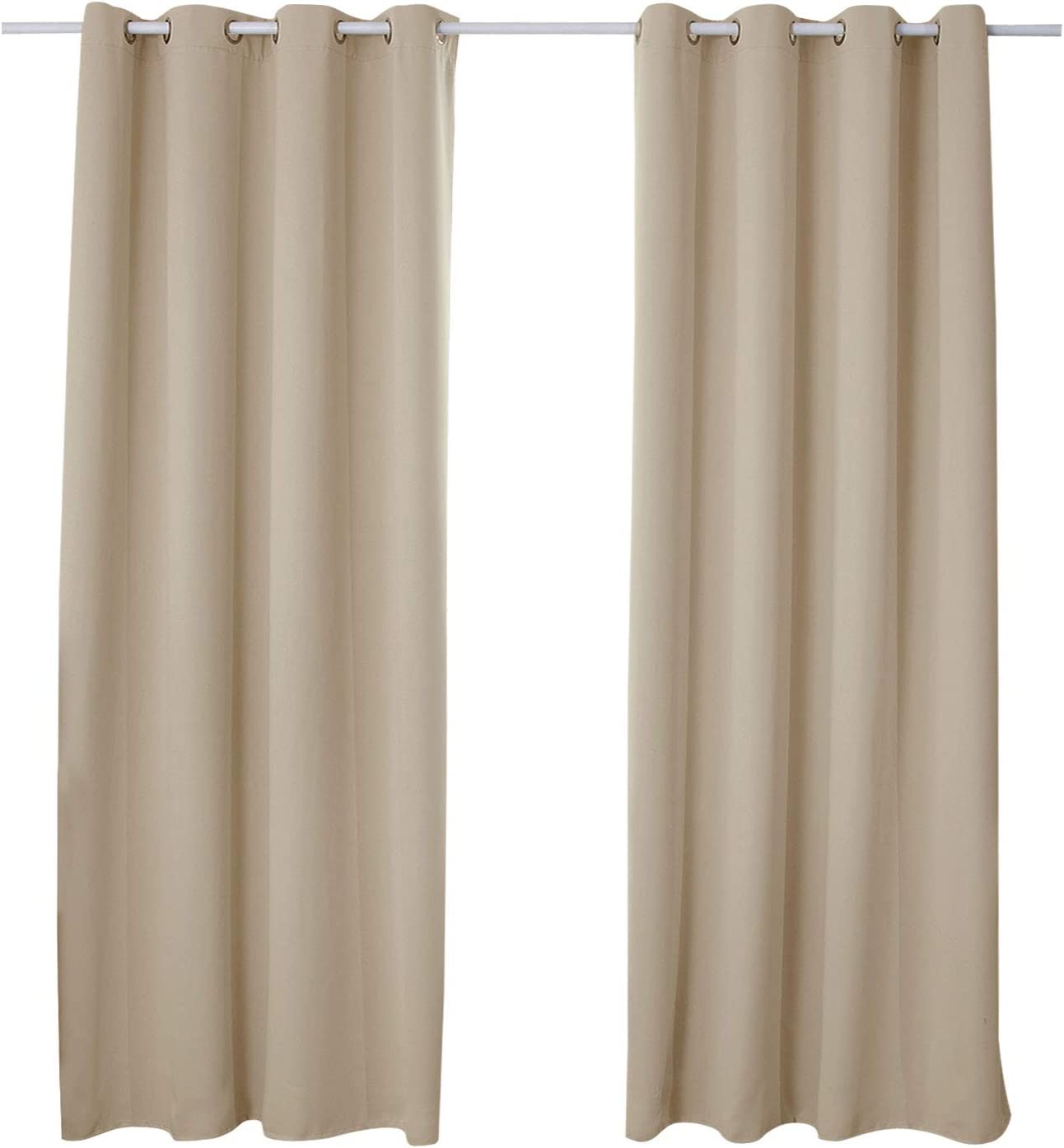 Rideaux Velours Occultants Beige - 140x245 Cm | Thermiques & Insonorisants | 8 Œillets