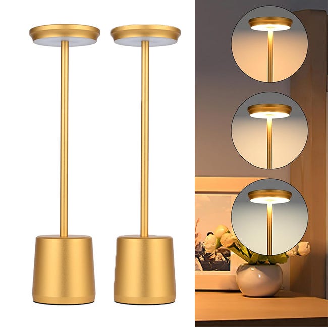 Liliful Set Di 4 Lampade Da Tavolo LED A Fungo Cordless - Ricaricabili, Portatili, 3 Colori E Dimmerabili - Colore Oro